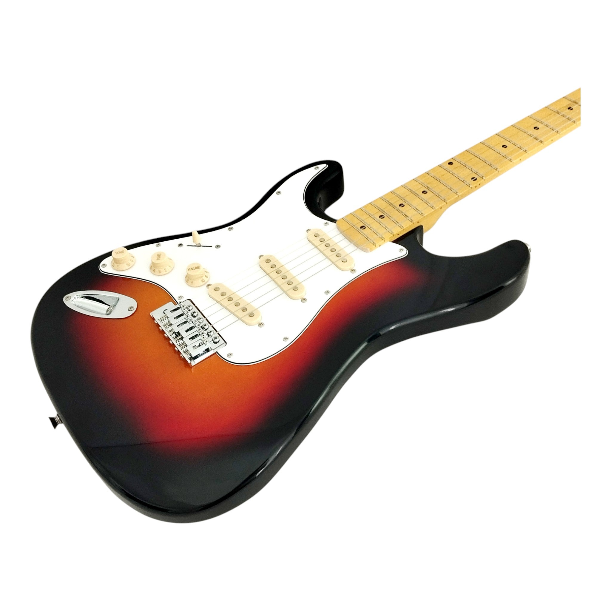 Haze 11HSST Sunburst Left-Handed SSS Electric Guitar + 10W Amp. (Optional)