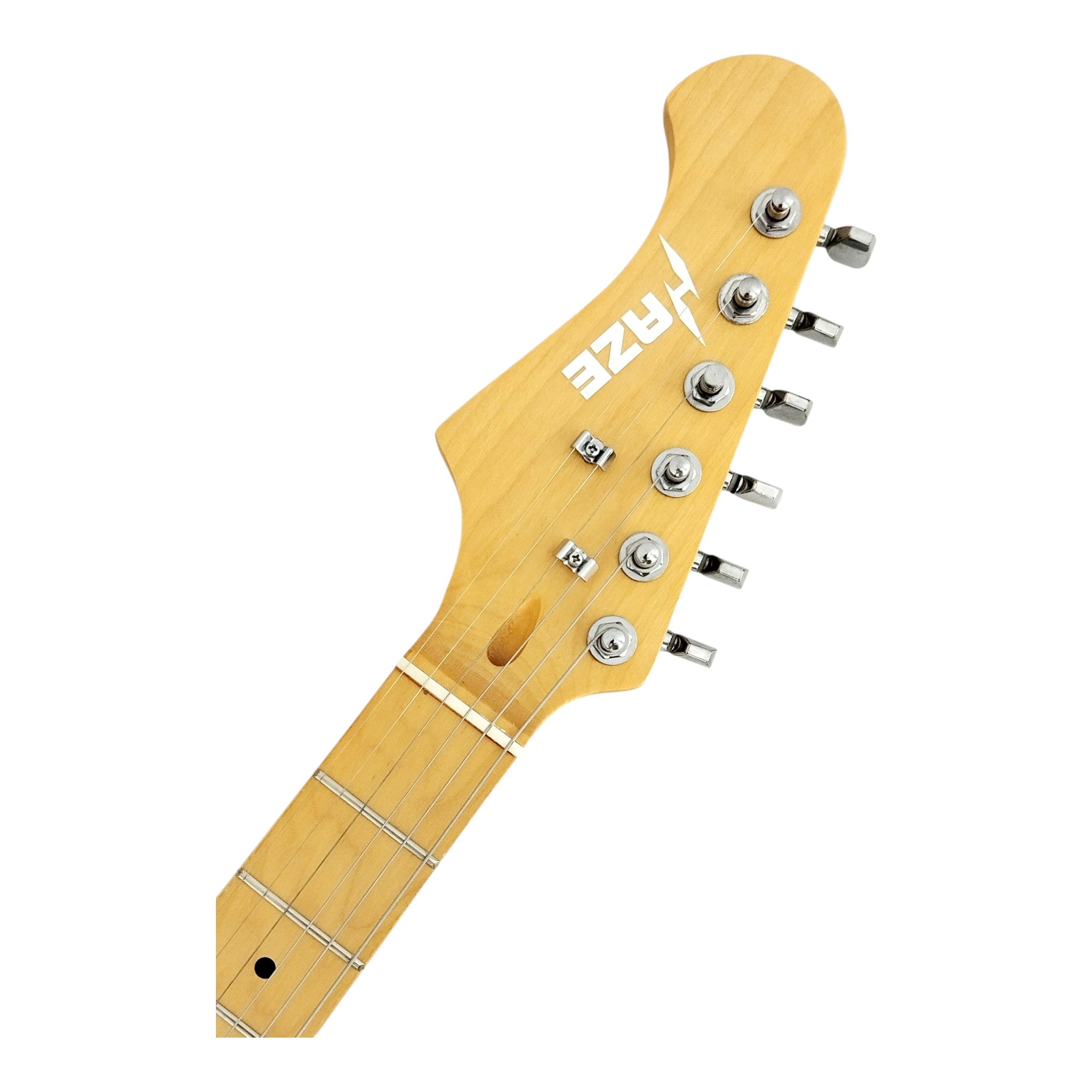 Haze 11HSST Sunburst Left-Handed SSS Electric Guitar + 10W Amp. (Optional)