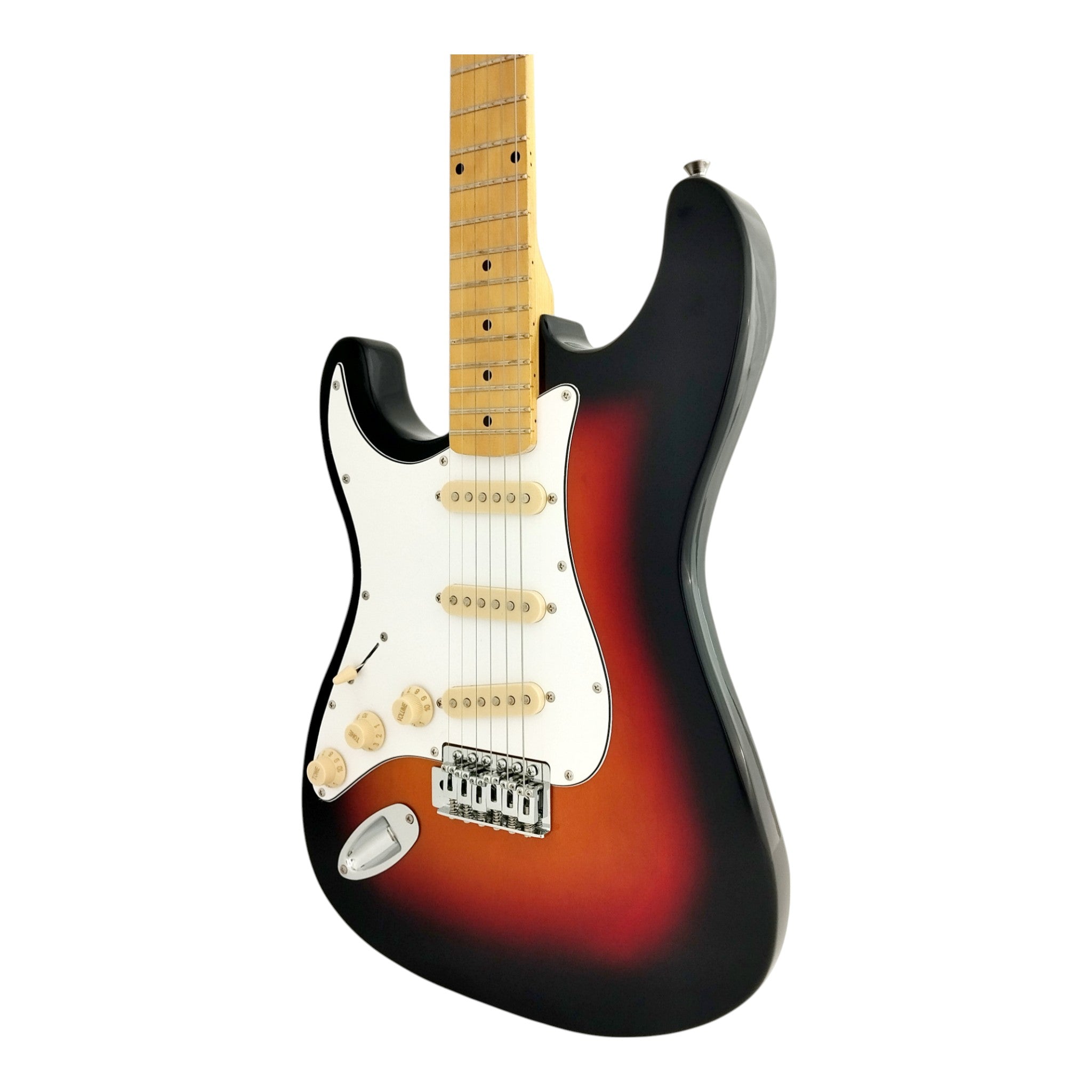 Haze 11HSST Sunburst Left-Handed SSS Electric Guitar + 10W Amp. (Optional)