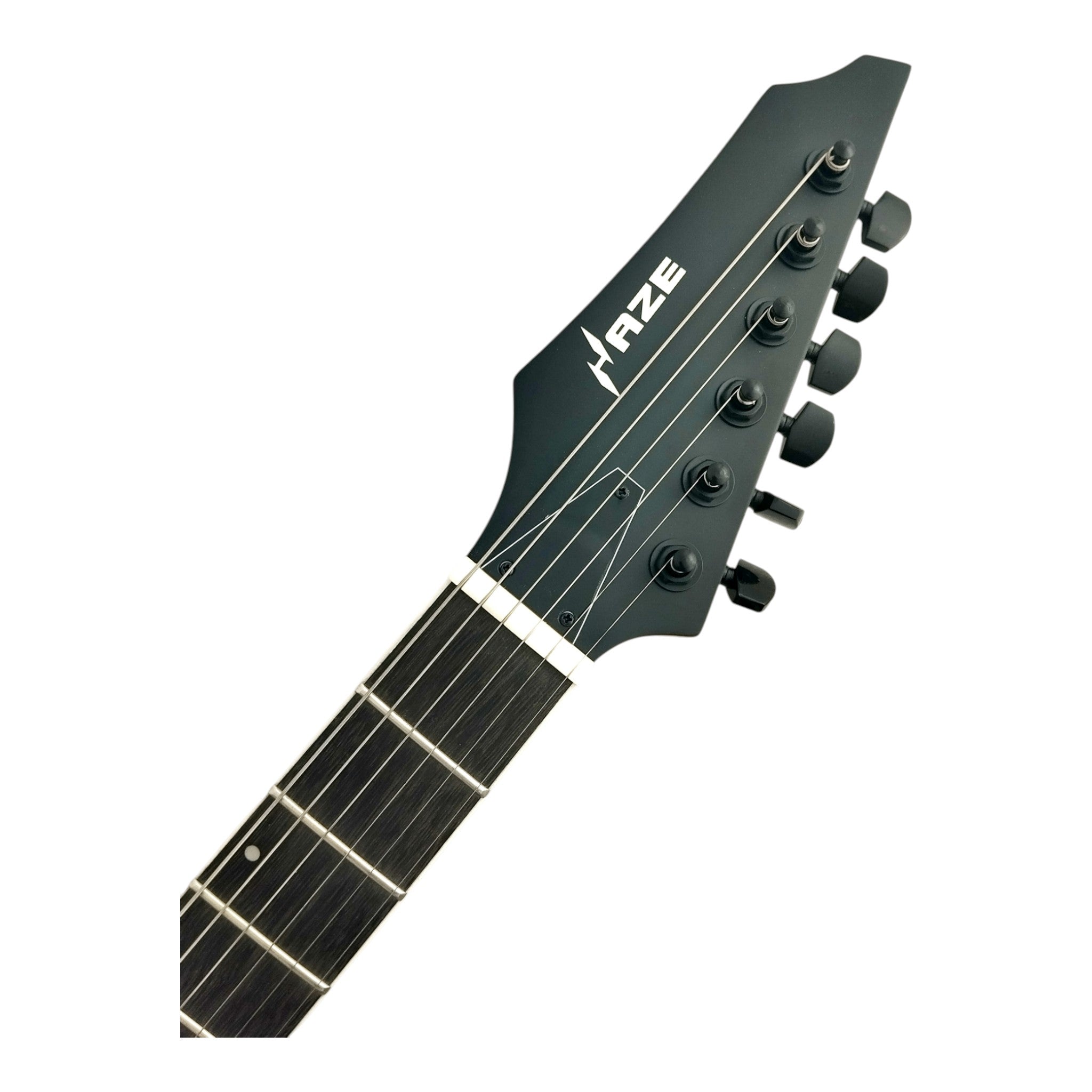 Haze 6FF Natural Oil 6-String Fanned Fret Electric Guitar with Active Humbuckers