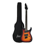 Haze 6FF Vintageburst 6-String Fanned Fret Electric Guitar with Active Humbuckers