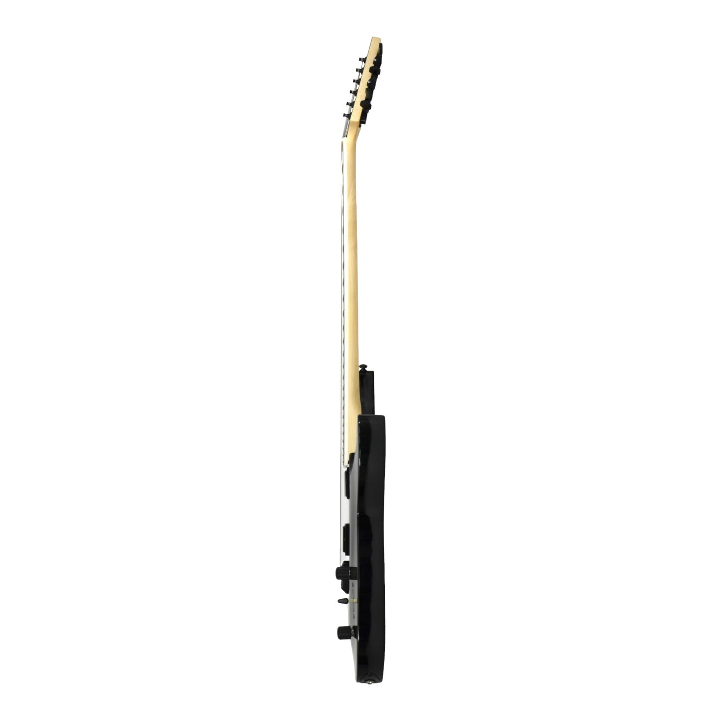 Haze 6FF Black 6-String Fanned Fret Electric Guitar with Active Humbuckers
