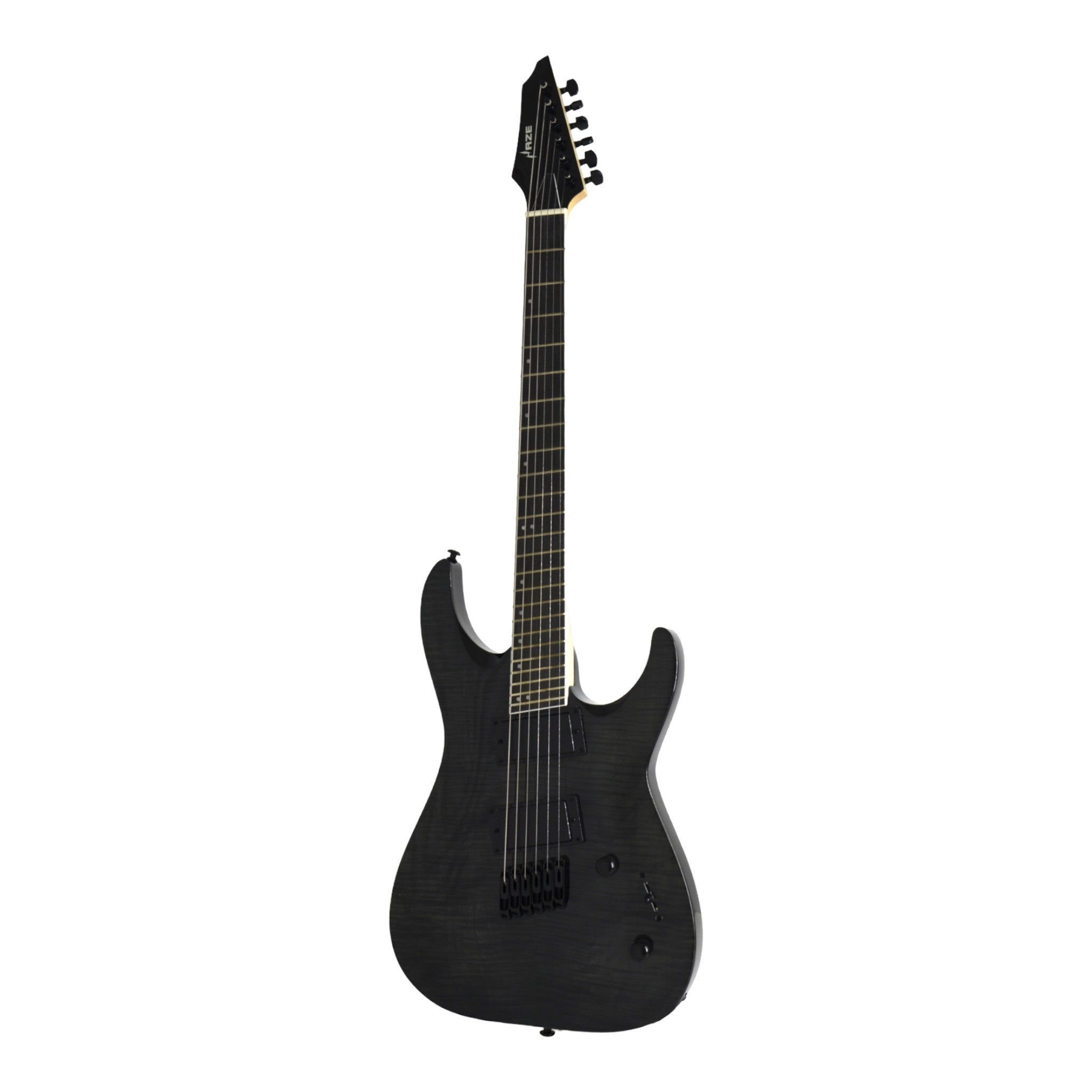 Haze 6FF Black 6-String Fanned Fret Electric Guitar with Active Humbuckers