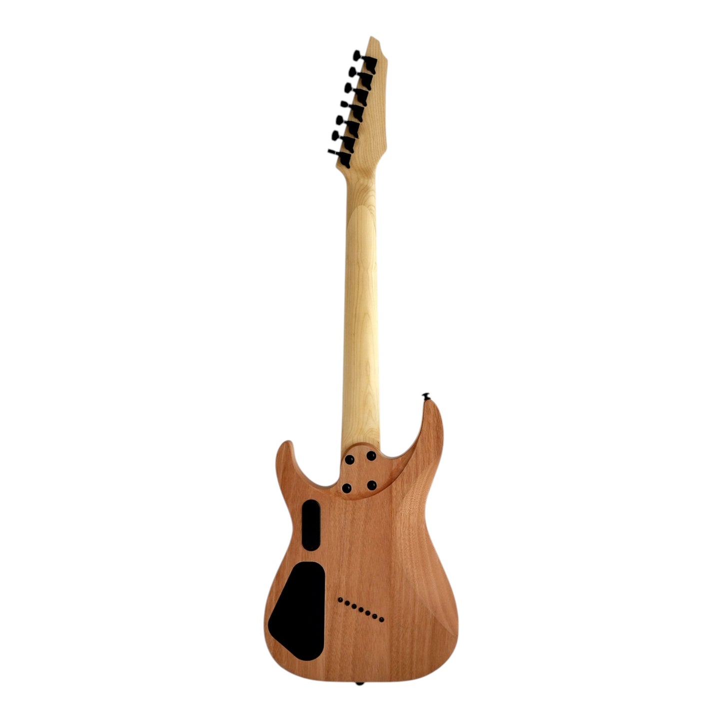 Haze 7FF Natural Oil 7-String Fanned Fret Electric Guitar with Active Humbuckers