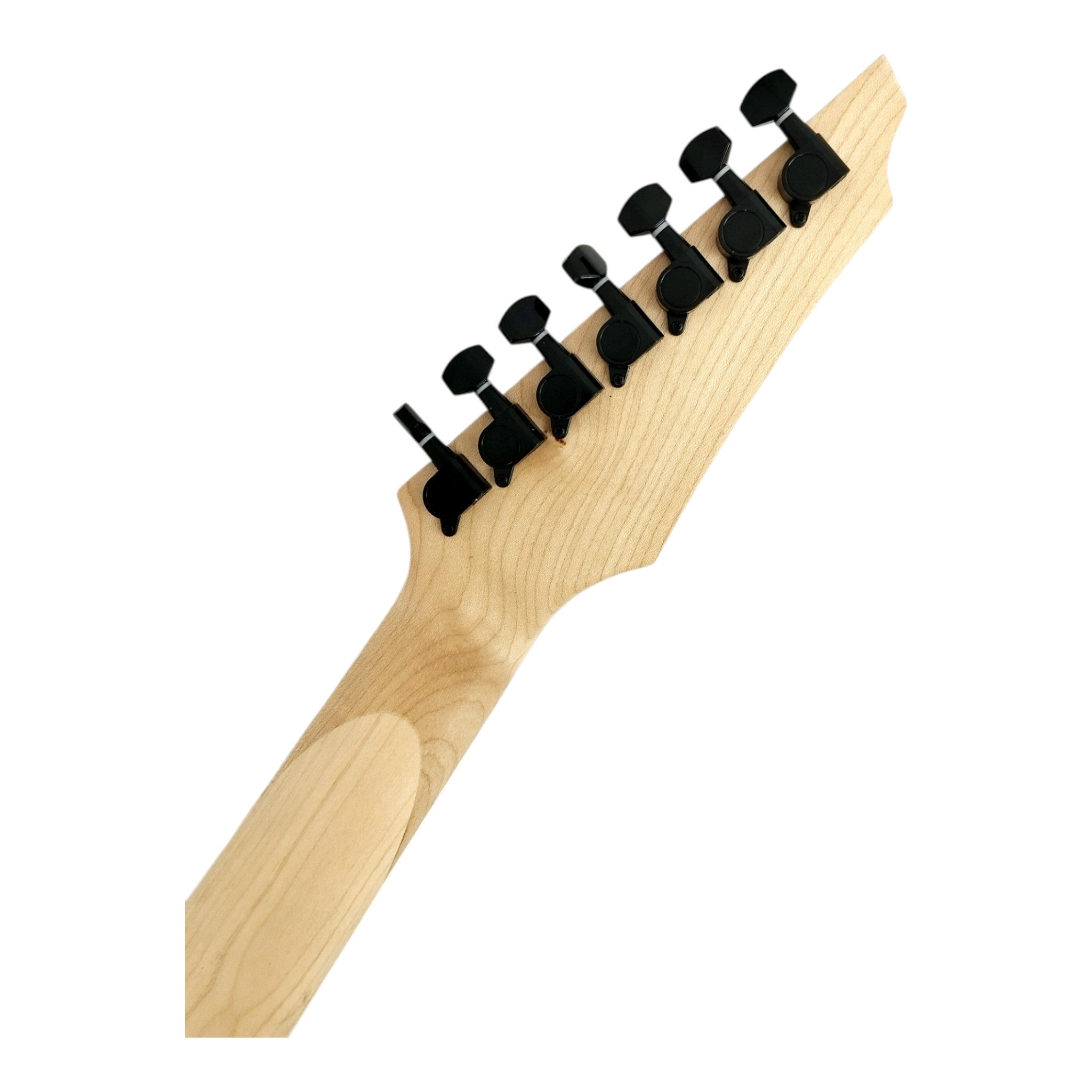 Haze 7FF Natural Oil 7-String Fanned Fret Electric Guitar with Active Humbuckers