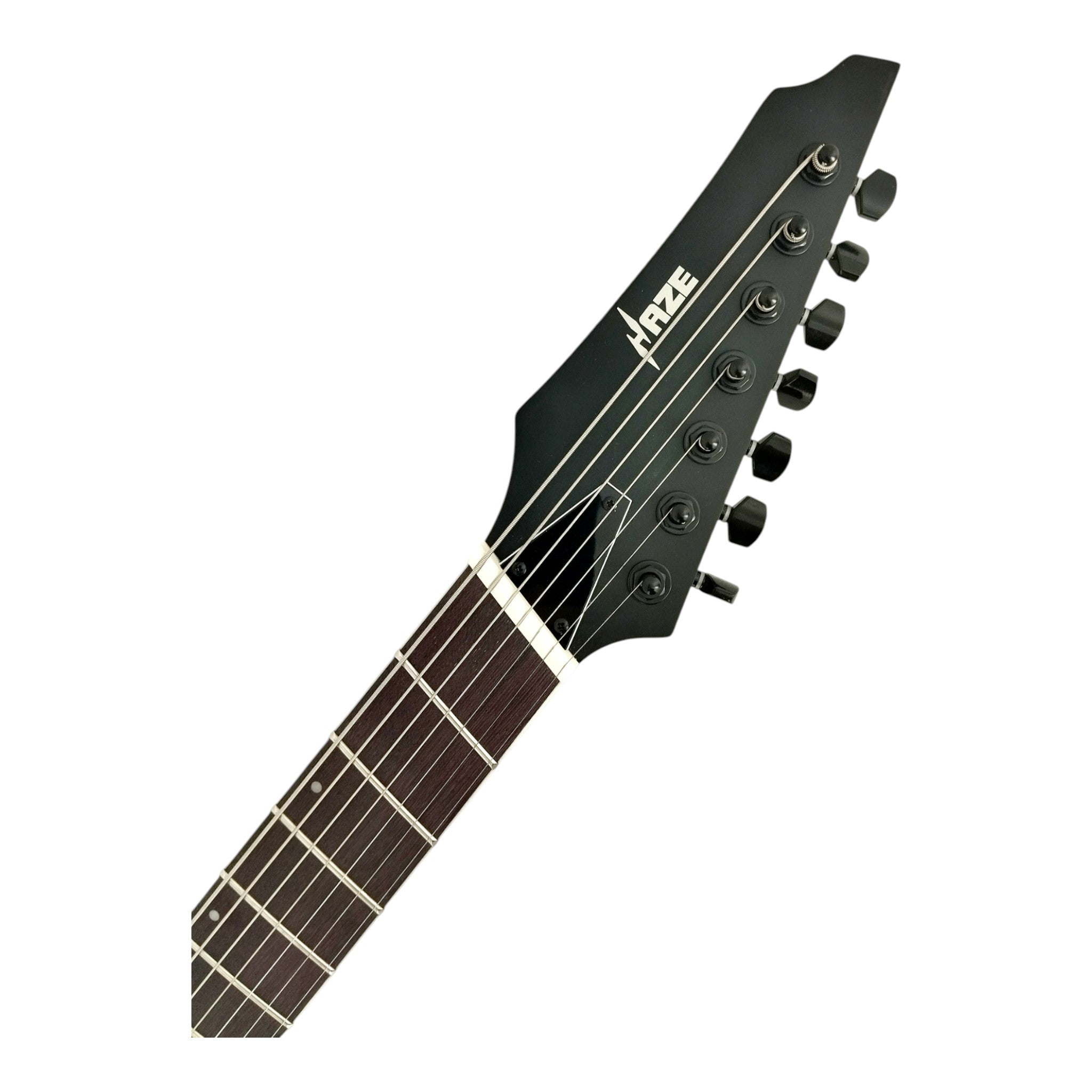 Haze 7FF Natural Oil 7-String Fanned Fret Electric Guitar with Active Humbuckers