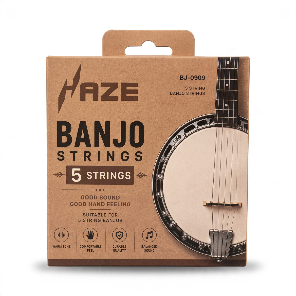 Haze BJ-0909 5-String Banjo Strings – Nickel Wound, High-Carbon Steel Core