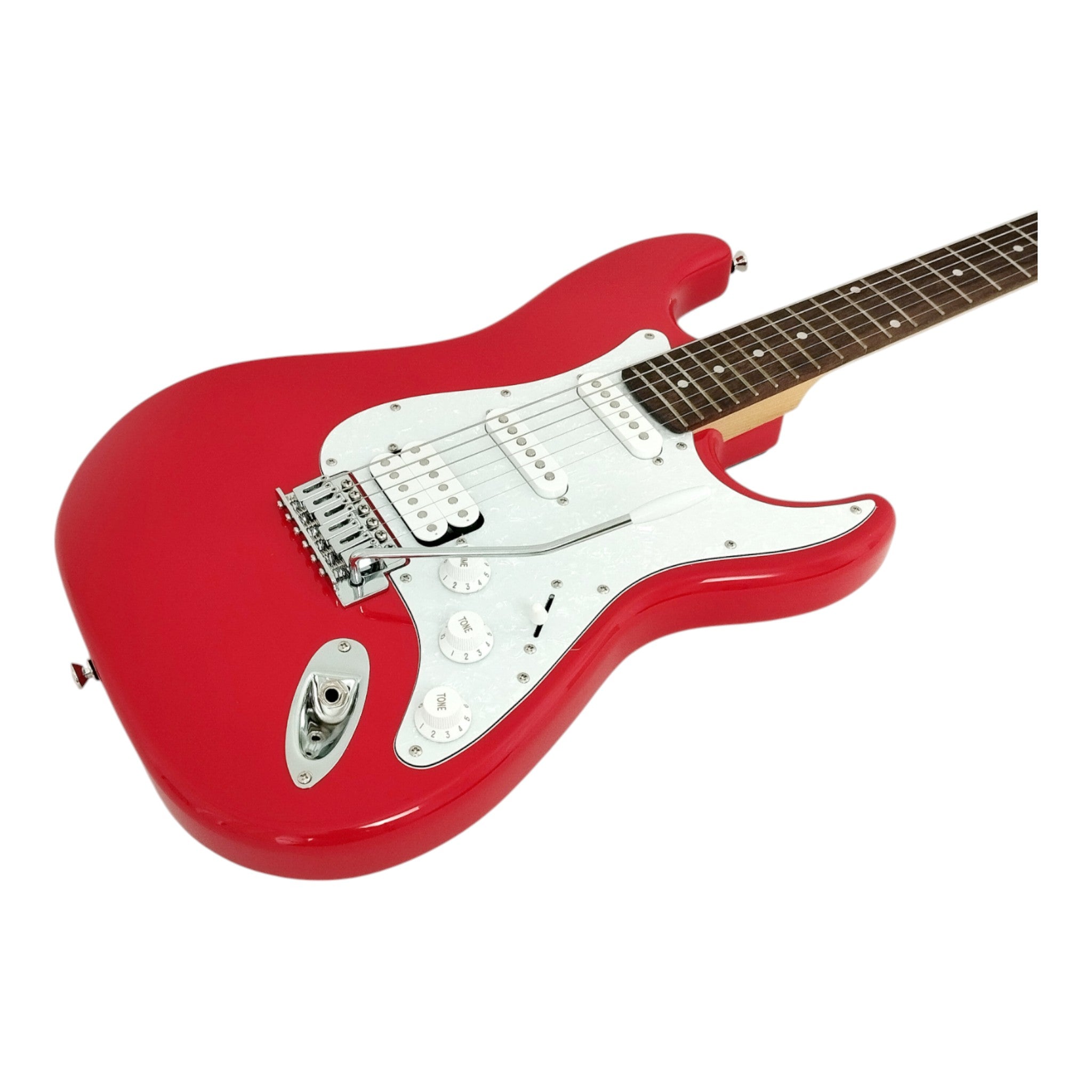 Haze E211 Fiesta Red HST Electric Guitar with Accessories + 10W Amp. (Optional)