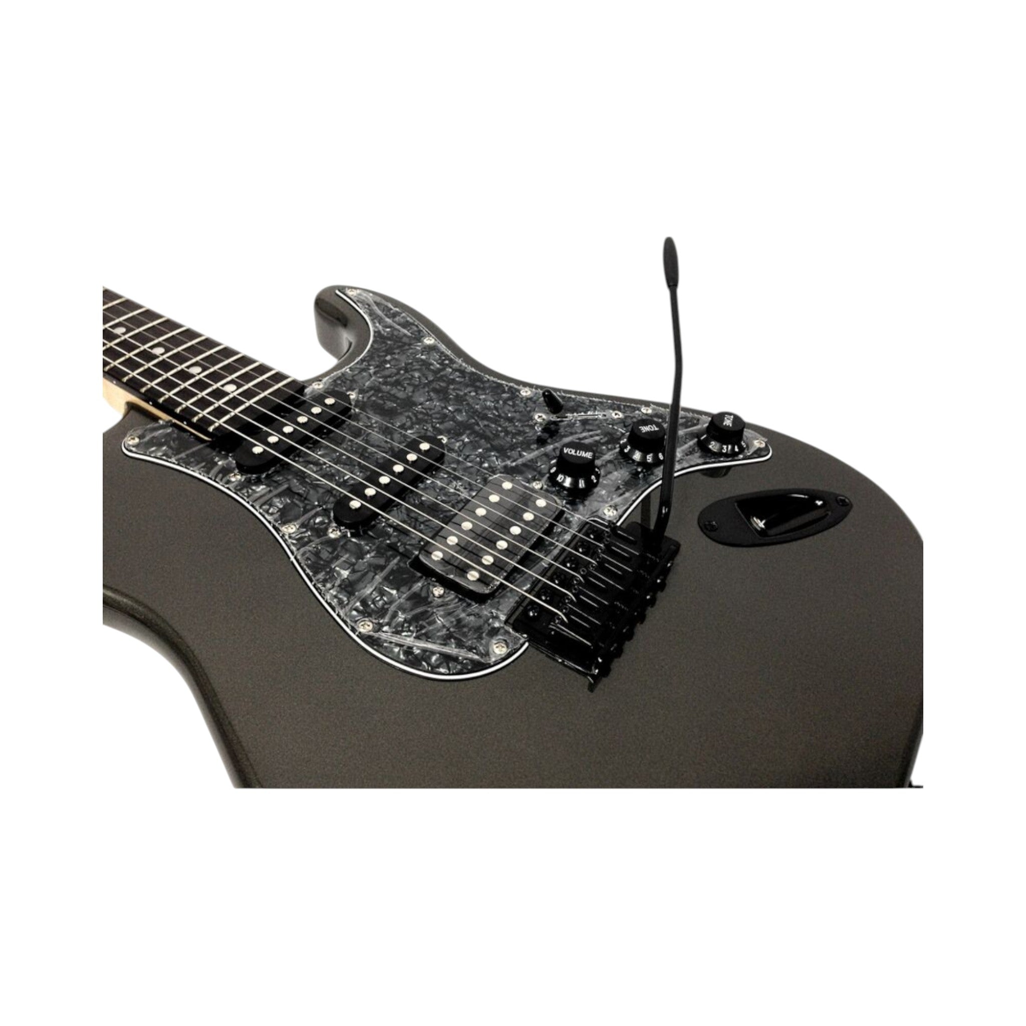 Haze E211 Gunmetal Grey HST Electric Guitar with Accessories + 10W Amp. (Optional)