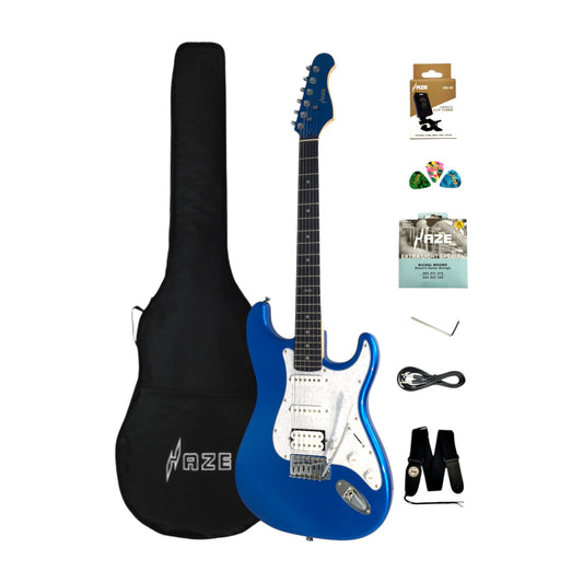 Haze E211 Classic Blue HST Electric Guitar with Accessories + 10W Amp. (Optional)