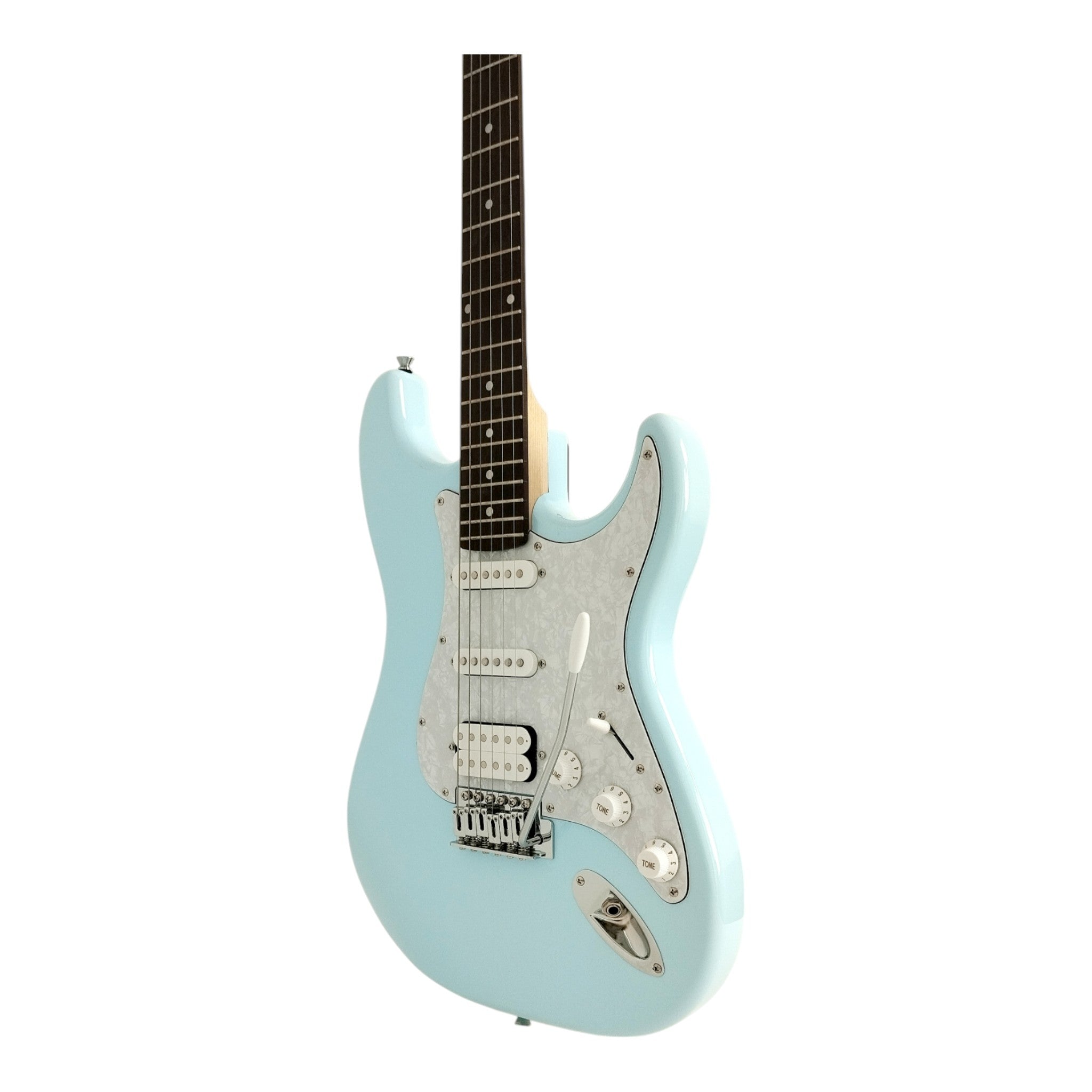 Haze E211 Sonic Blue HST Electric Guitar with Accessories + 10W Amp (Optional)