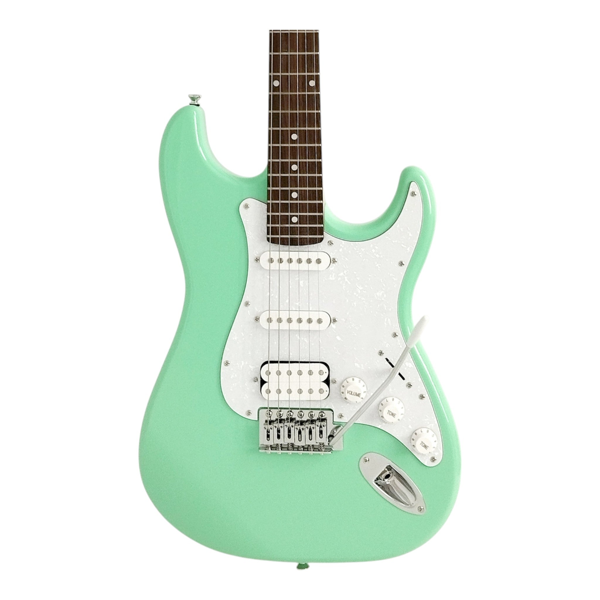 Haze E211 Surf Green HST Electric Guitar with Accessories + 10W Amp. (Optional)