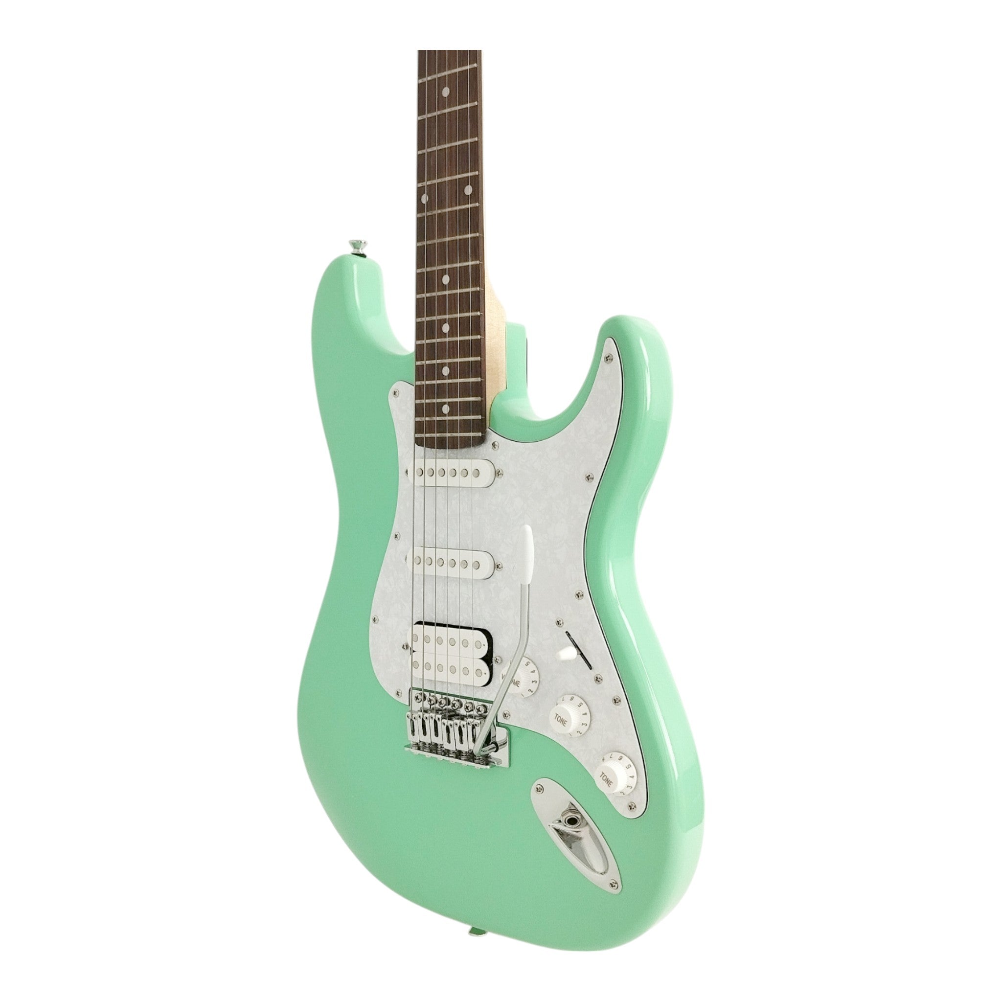 Haze E211 Surf Green HST Electric Guitar with Accessories + 10W Amp. (Optional)