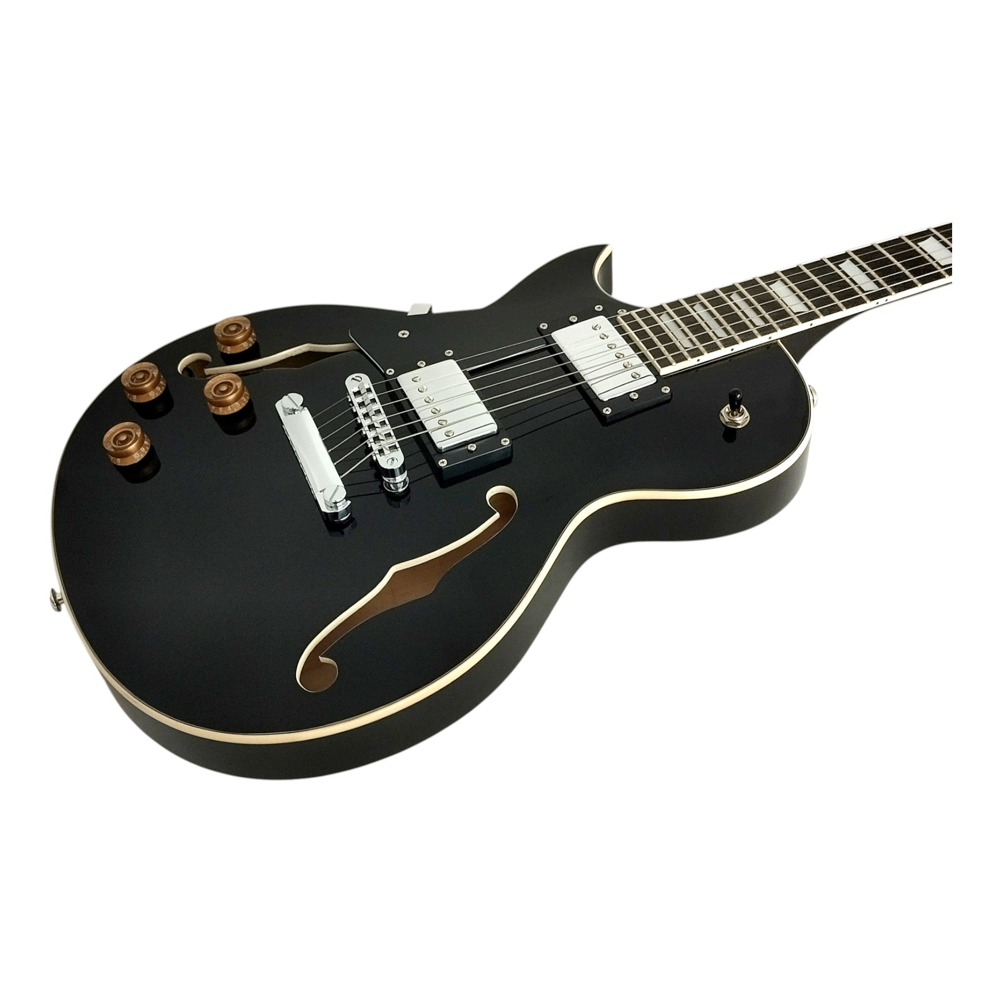 Haze E239 Black Left-Handed Semi-Hollow Electric Guitar with Dual Humbuckers