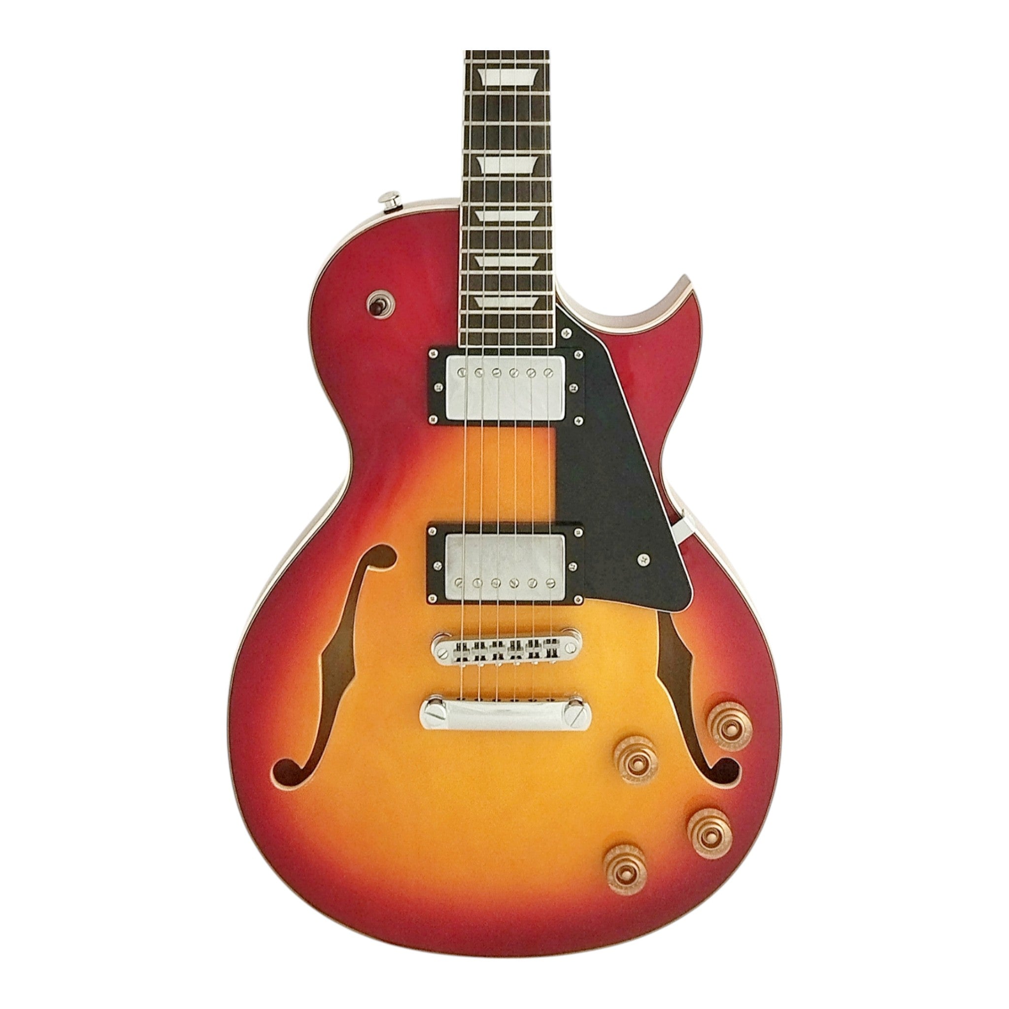 Haze E239 Sunburst Semi-Hollow Electric Guitar with Dual Humbuckers
