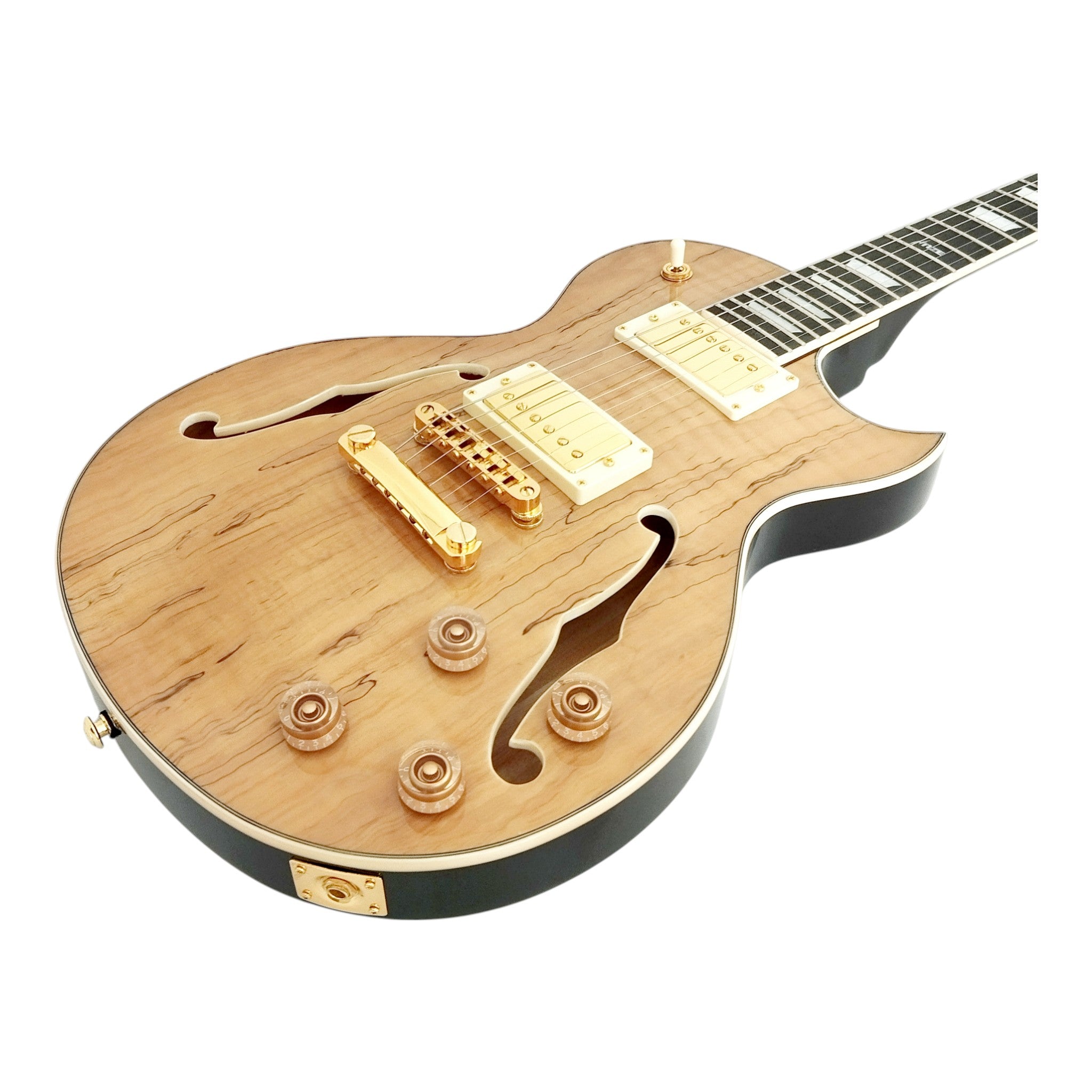 Haze E239 Spalted Maple Semi-Hollow Electric Guitar with Dual Humbuckers