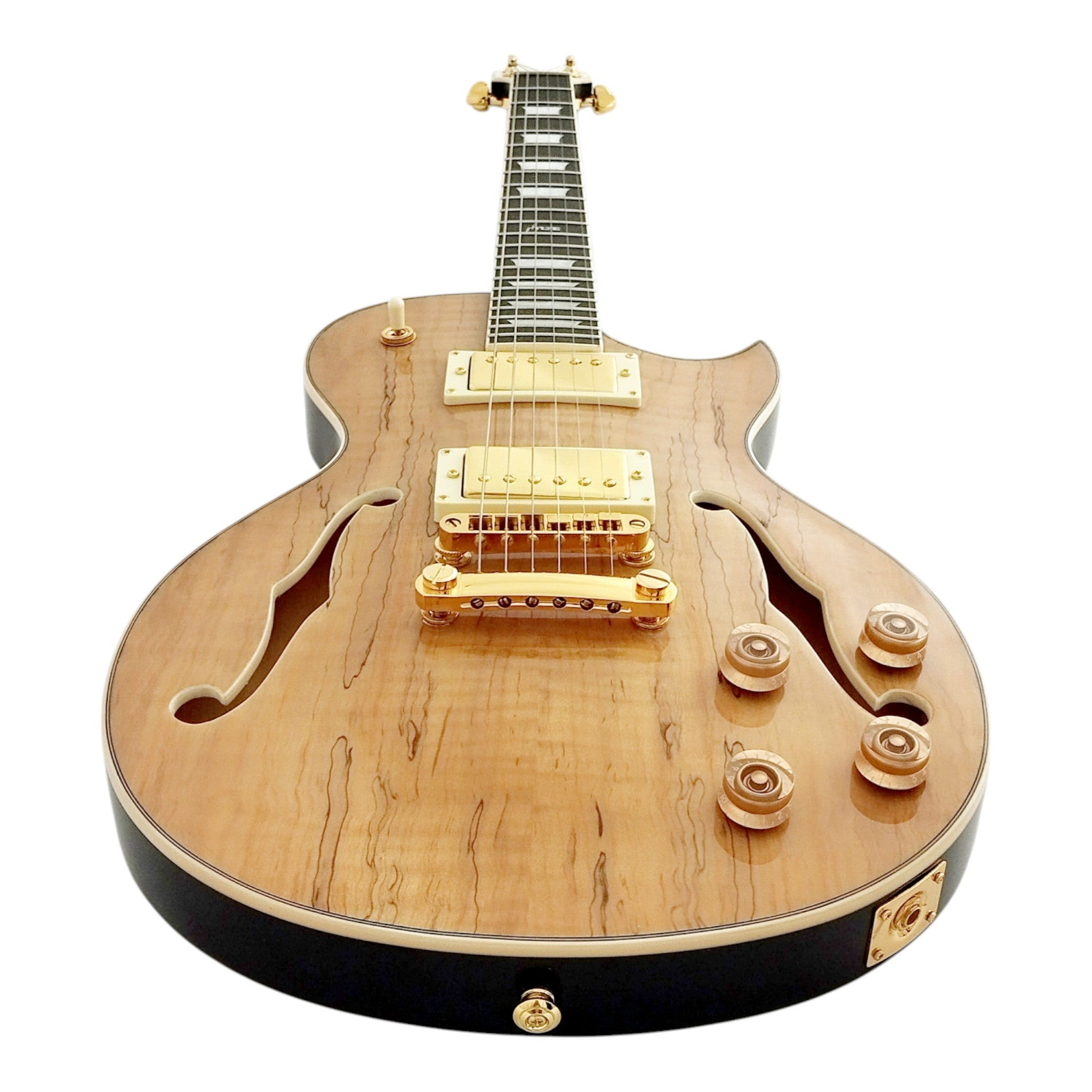 Haze E239 Spalted Maple Semi-Hollow Electric Guitar with Dual Humbuckers