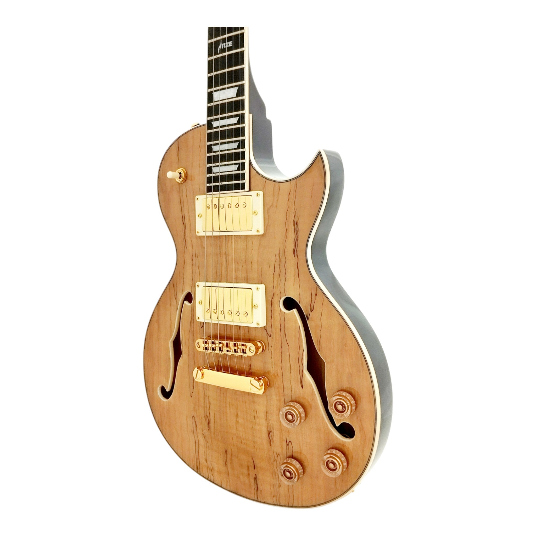 Haze E239 Spalted Maple Semi-Hollow Electric Guitar with Dual Humbuckers