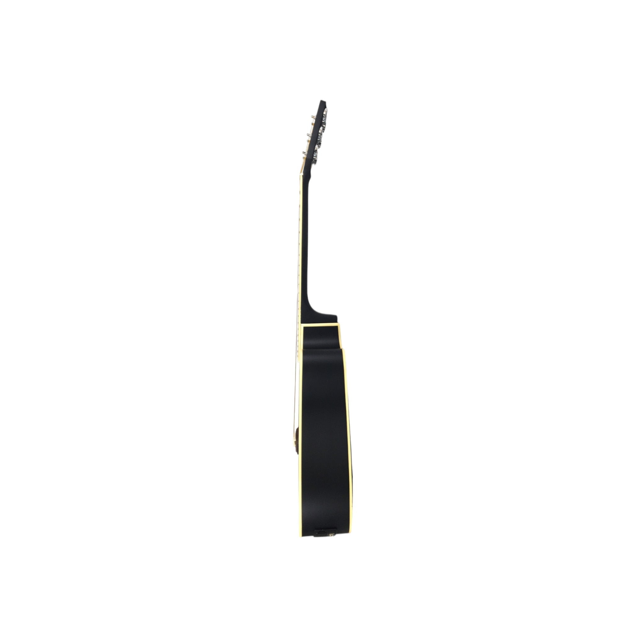 Haze F650CEQMBK Spruce Top Built-In Pickup/Tuner Dreadnought Acoustic Guitar - Black with Accessories and 10W Amp. (Optional)