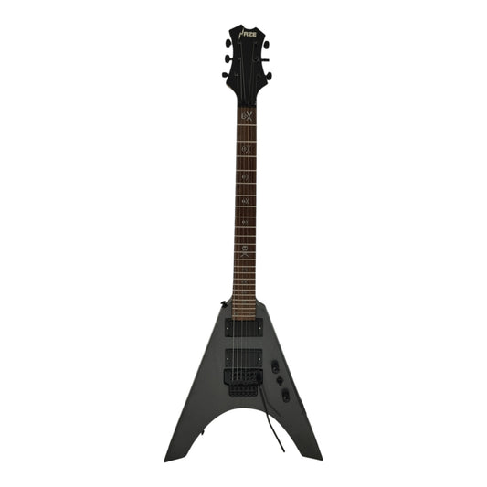 Haze FV1940 Gunmetal Grey V-Shaped Electric Guitar with Floyd Rose