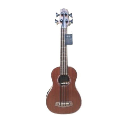 Haze Mahogany Body Walnut Fingerboard Built-in Pickups/EQ Bass Ukulele - Natural HAUB30EQ + Stand