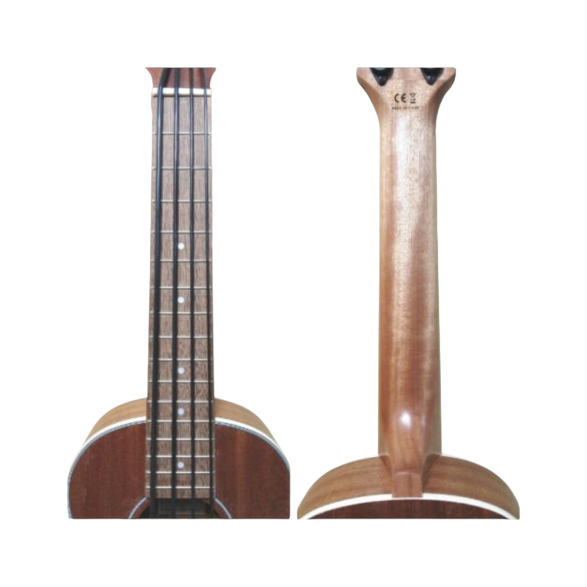 Haze Mahogany Body Walnut Fingerboard Built-in Pickups/EQ Bass Ukulele - Natural HAUB30EQ + Stand