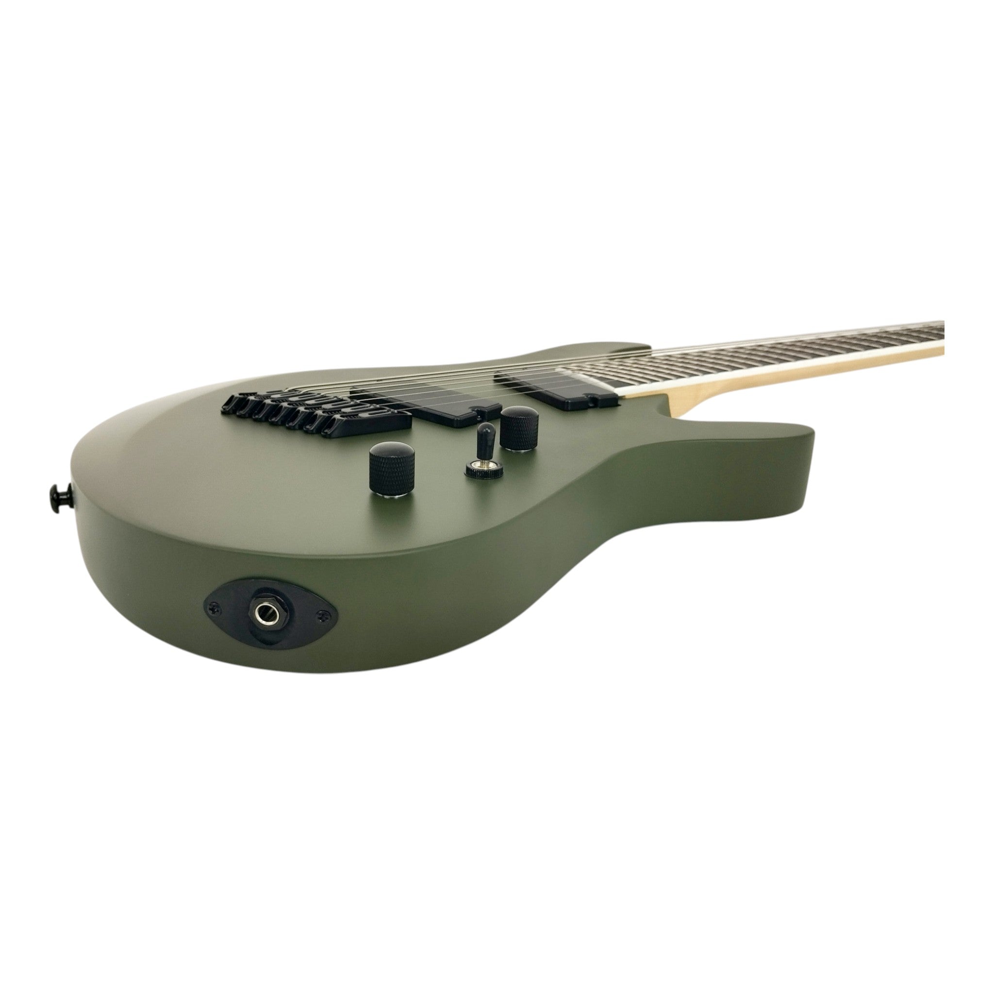 Haze 7FF Cargo Green 7-String Fanned Fret Electric Guitar with Active Humbuckers