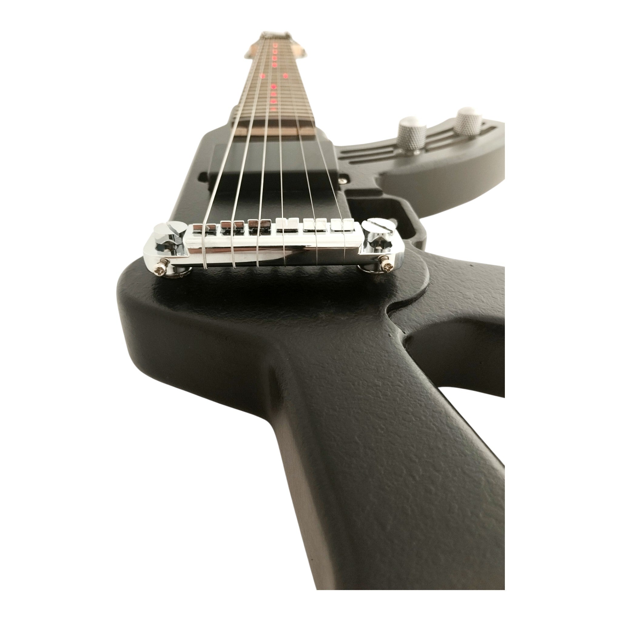 Haze HDE500 Black AK47-Shaped Electric Guitar with LEDs