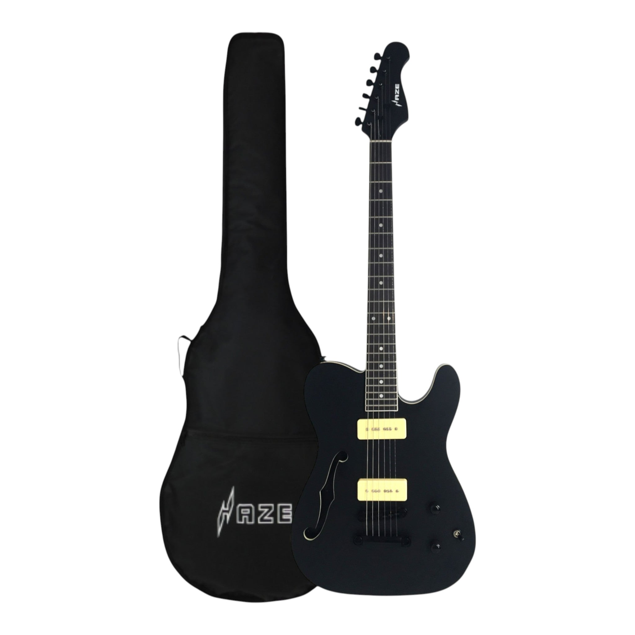 Haze HSE501BK "Midnight Muse" Semi-Hollow Electric Guitar with M-90 Pickups