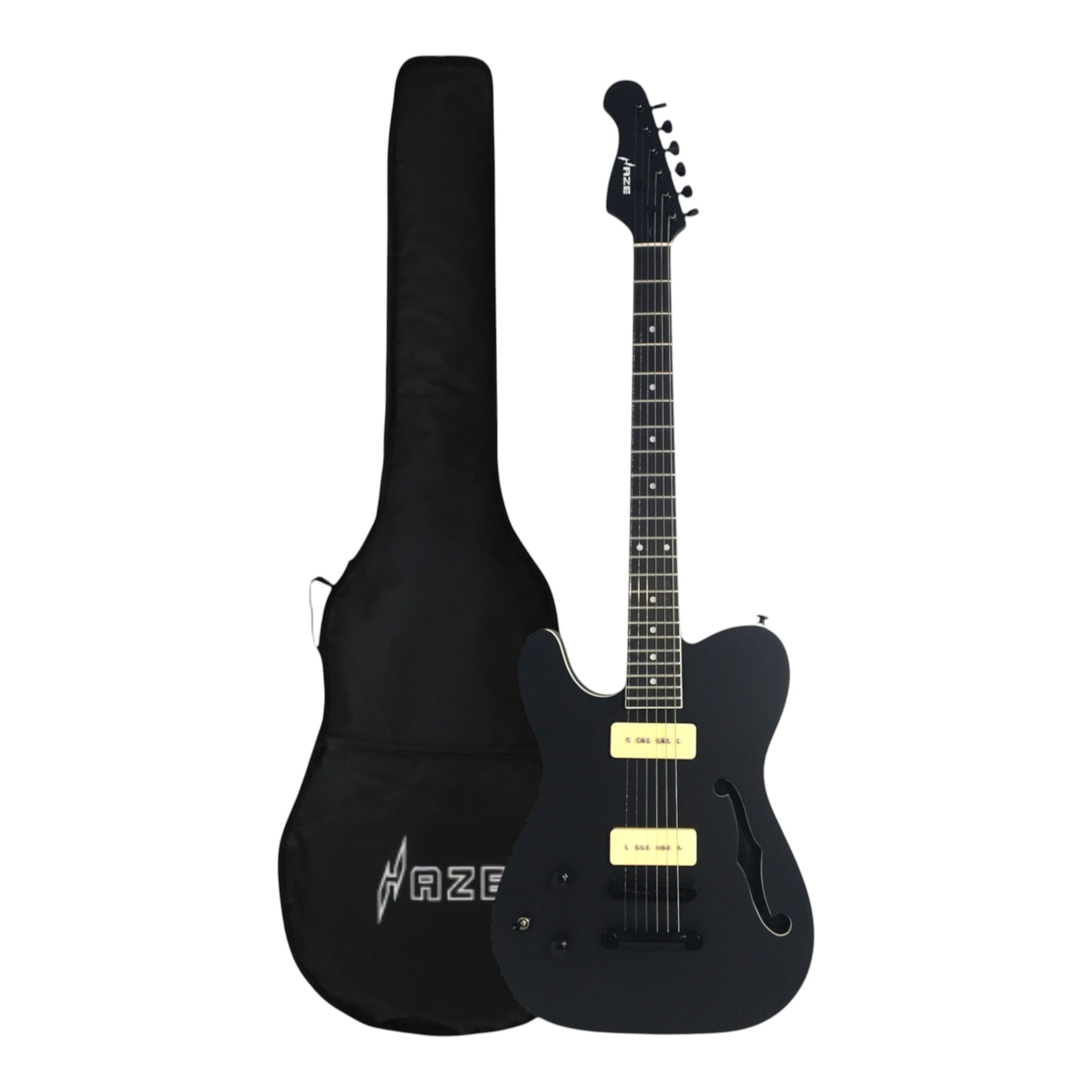 Haze HSE501 Black Left-Handed Electric Guitar with P90 Style Pickups
