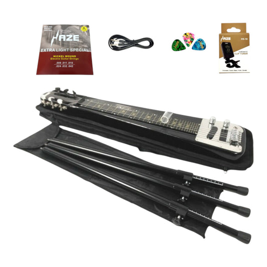 Haze HSLT1930 Metallic Black Lap Steel Electric Guitar + 10W Amp. (Optional)