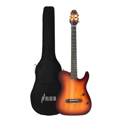 Haze MRC601 Sunburst Nylon String Classical-Electric Guitar with Piezo Pickups