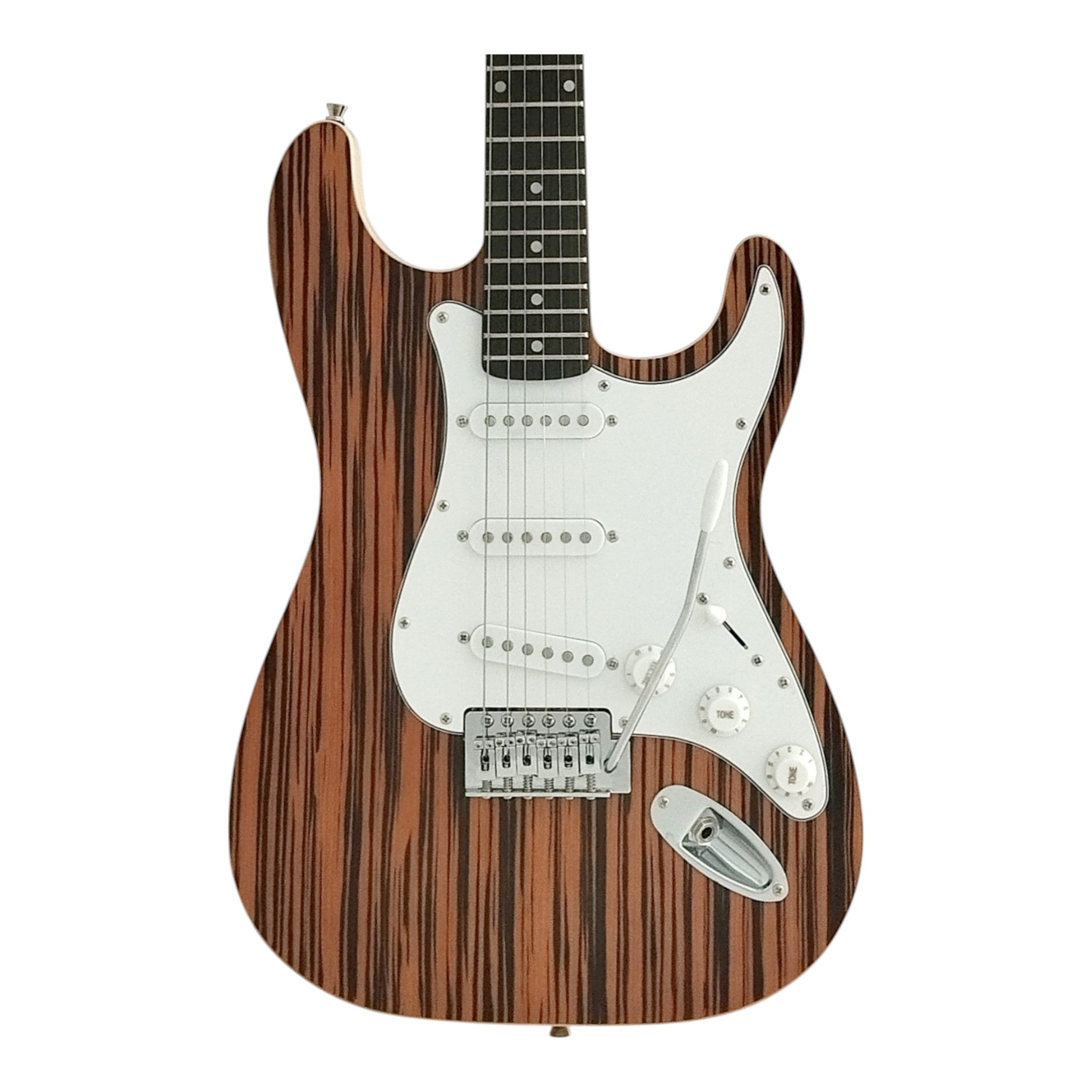 Haze HSST19 Brown Striped Lightweight Electric Guitar with Whammy + 10W Amp. (Optional)
