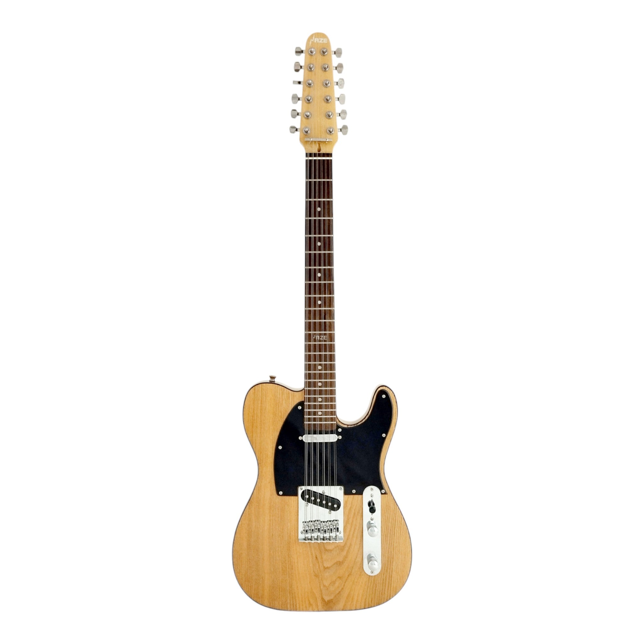 Haze HSTL100 Natural 12-String Electric Guitar with Ash Burl Top