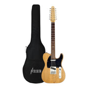 Haze HSTL100 Natural 12-String Electric Guitar with Ash Burl Top
