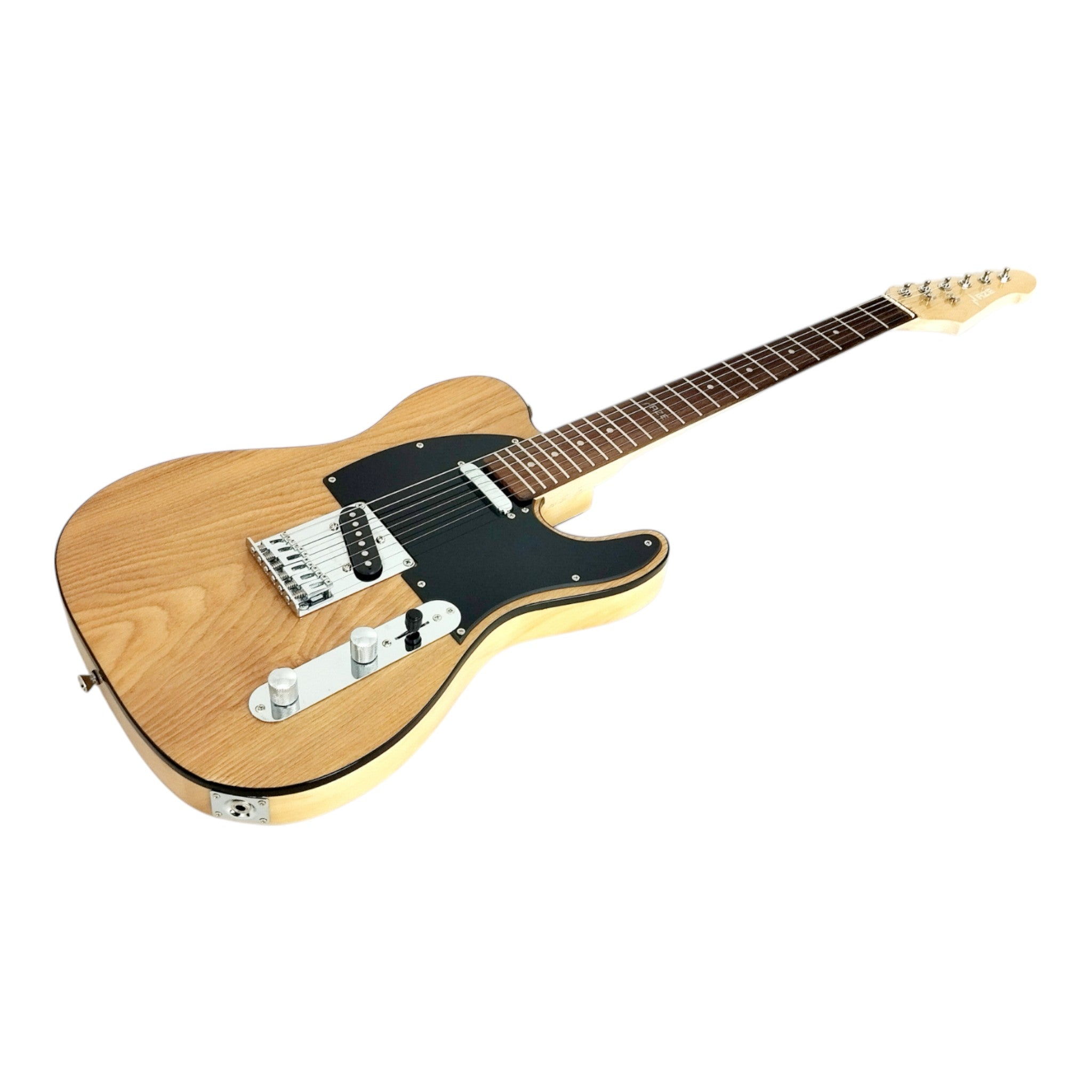 Haze HSTL191 Natural Electric Guitar with Ash Burl Top + 10W Amp. (Optional)