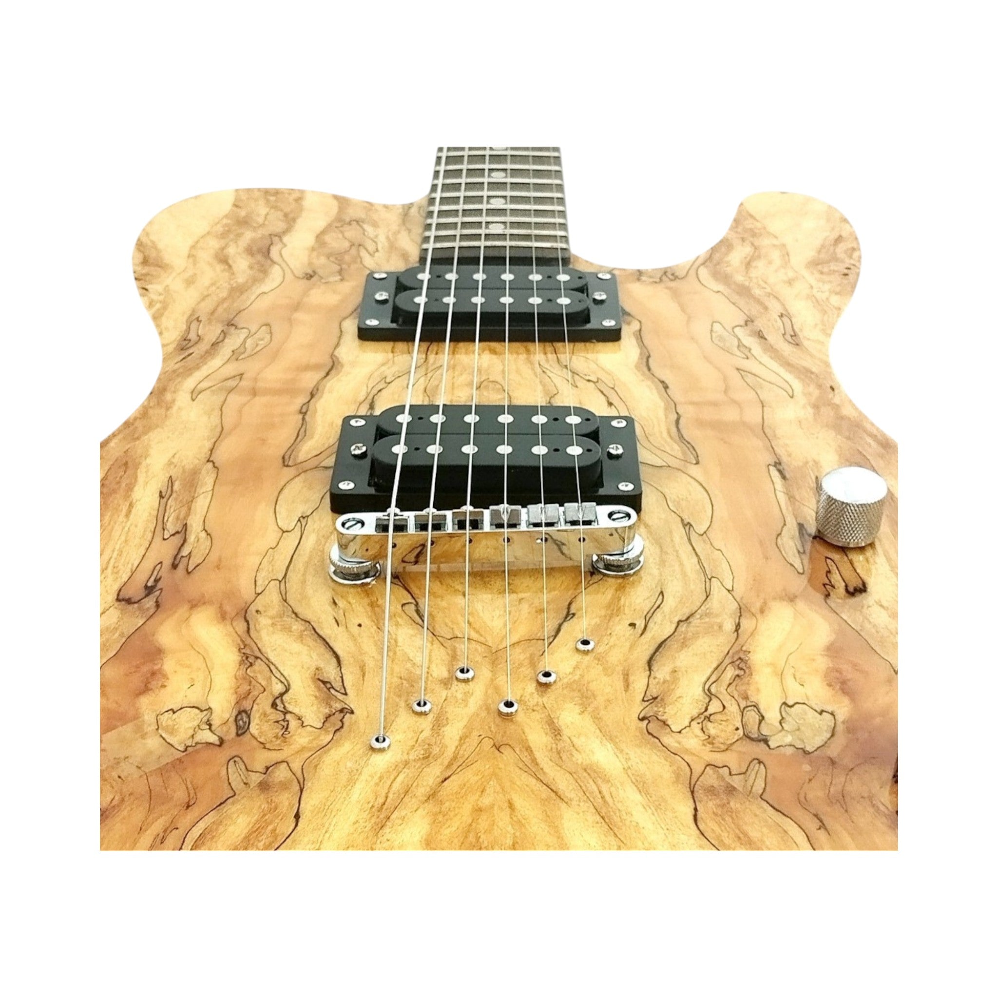 Haze HSTL192 Spalted Maple Electric Guitar with Dual Humbuckers