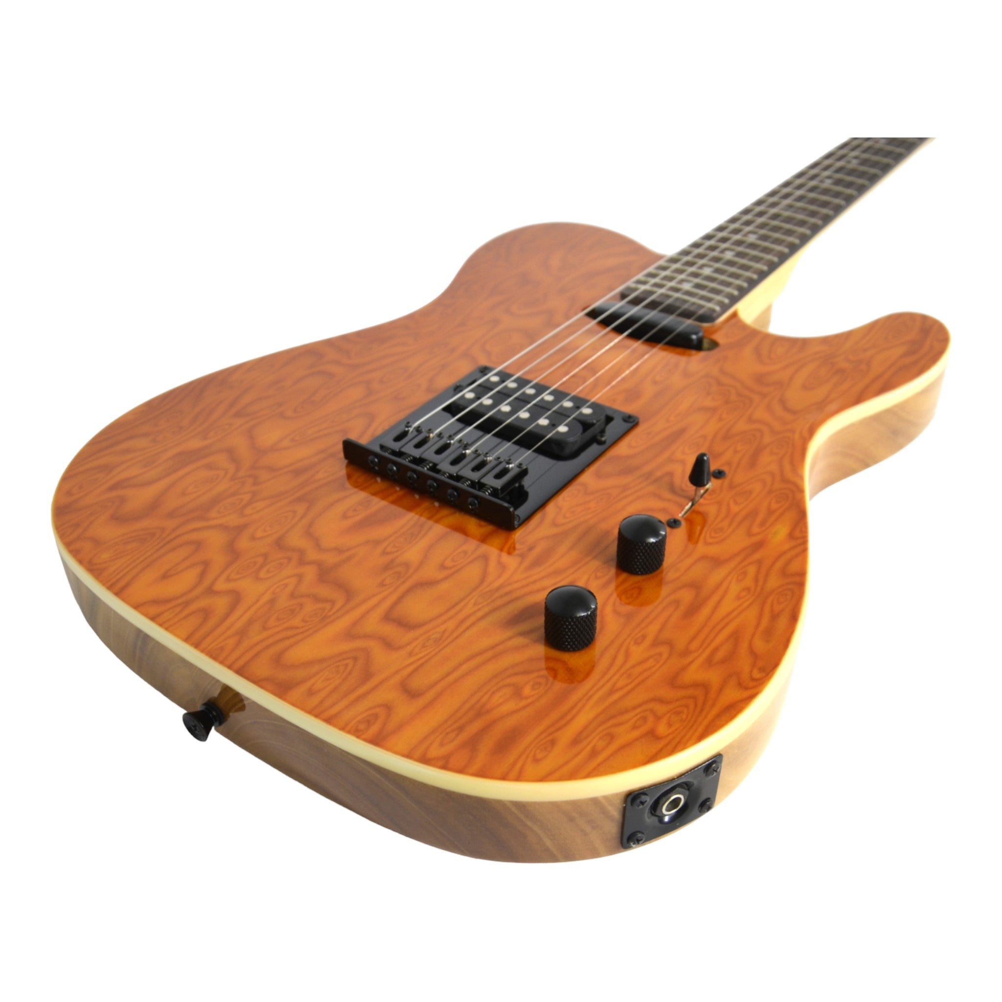 Haze HSTL1930 Orange Swirl Lightweight Electric Guitar with Paulownia Top + 10W Amp. (Optional)