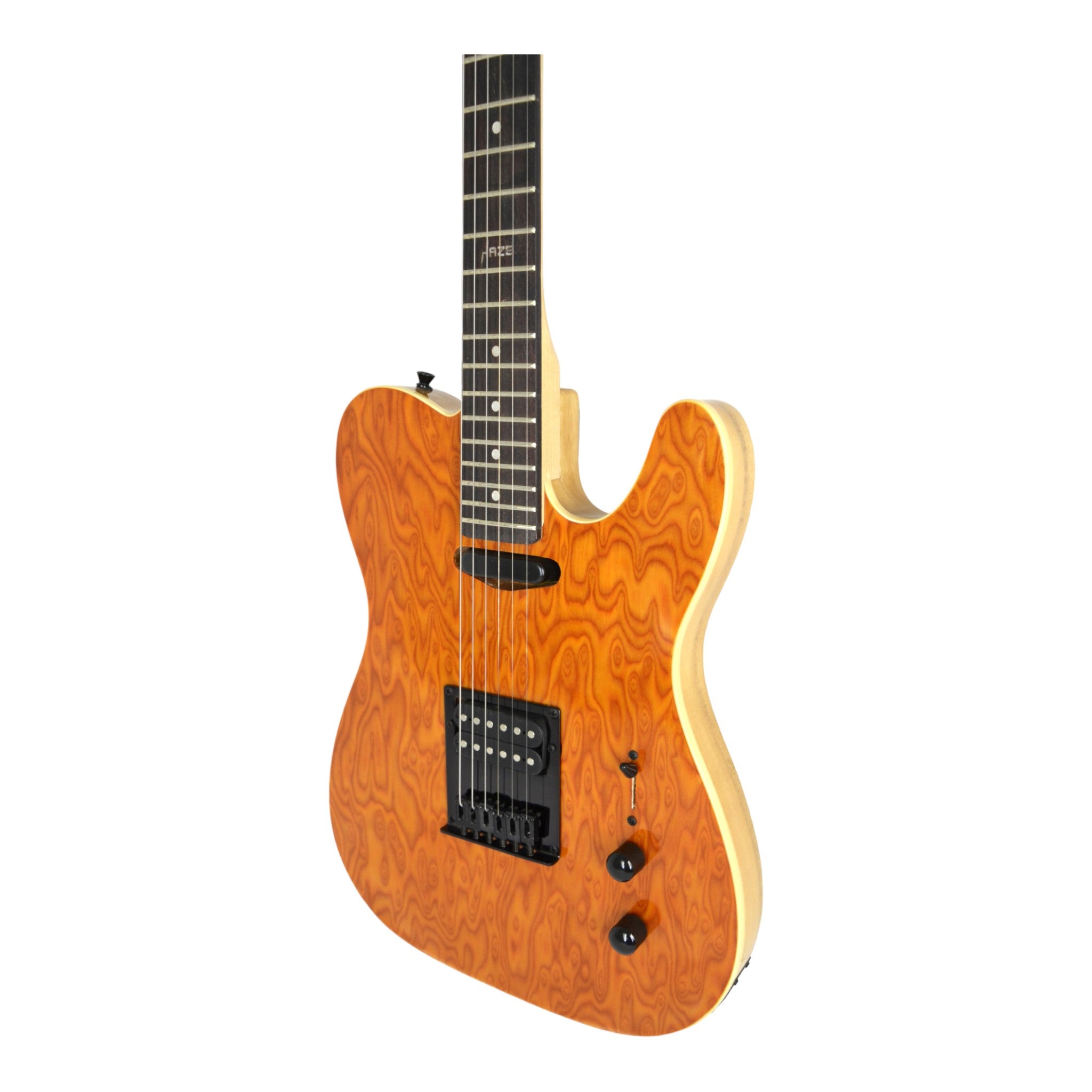 Haze HSTL1930 Orange Swirl Lightweight Electric Guitar with Paulownia Top + 10W Amp. (Optional)