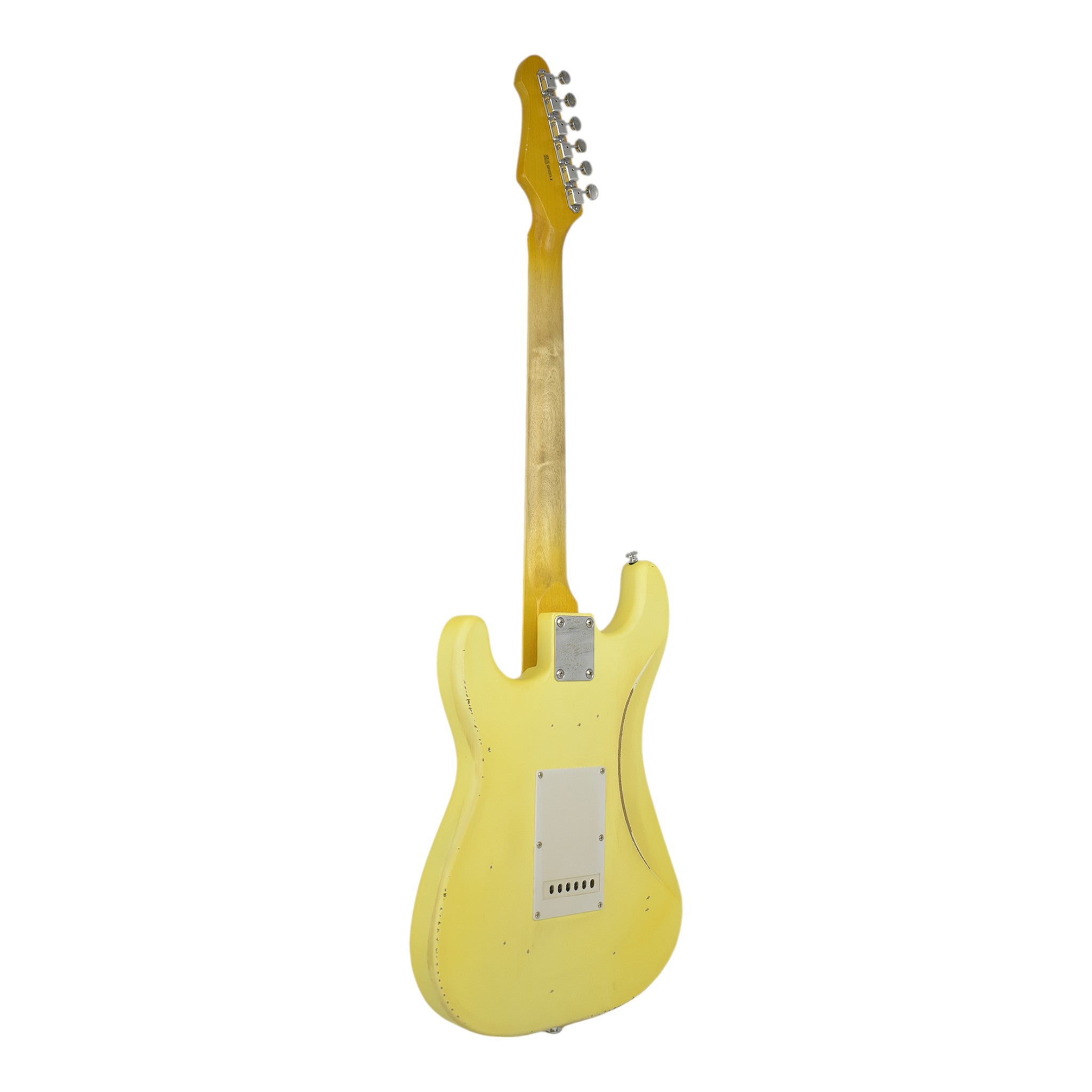 Haze HSVT Daffodil Yellow Relic Electric Guitar with Scalloped Fretboard