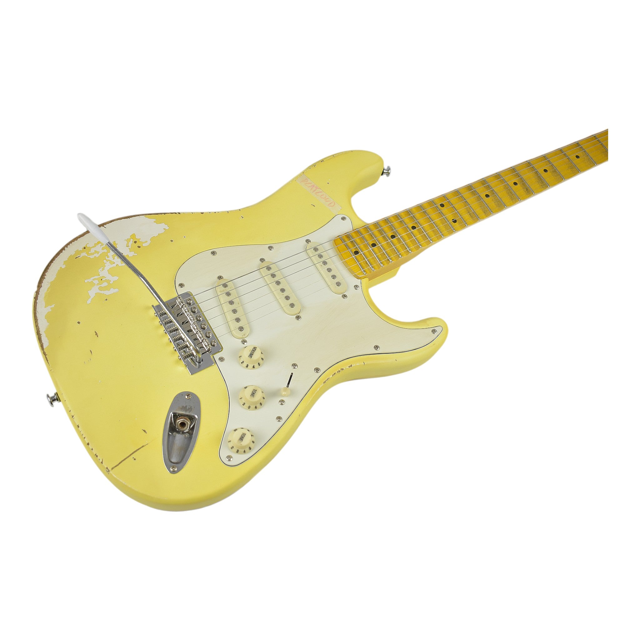Haze HSVT Daffodil Yellow Relic Electric Guitar with Scalloped Fretboard