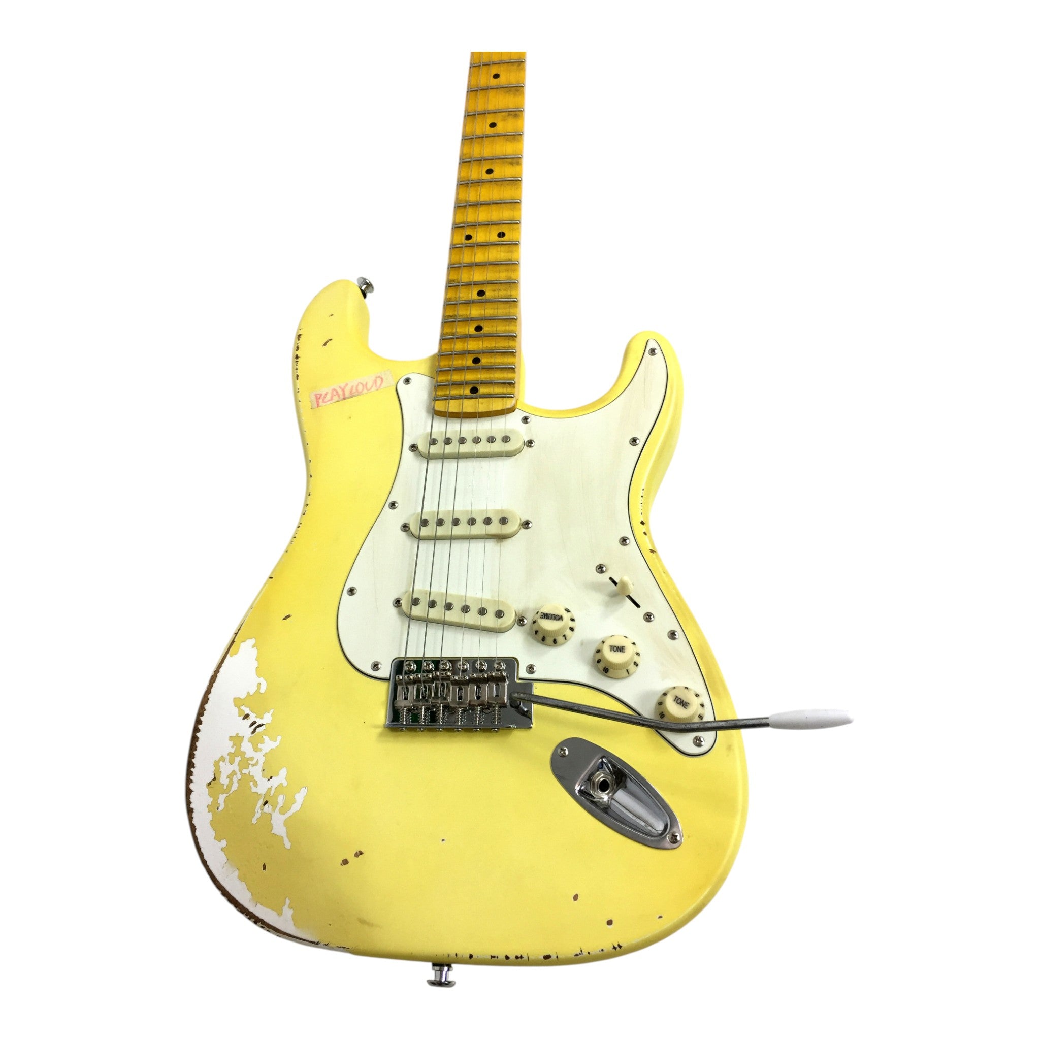 Haze HSVT Daffodil Yellow Relic Electric Guitar with Scalloped Fretboard