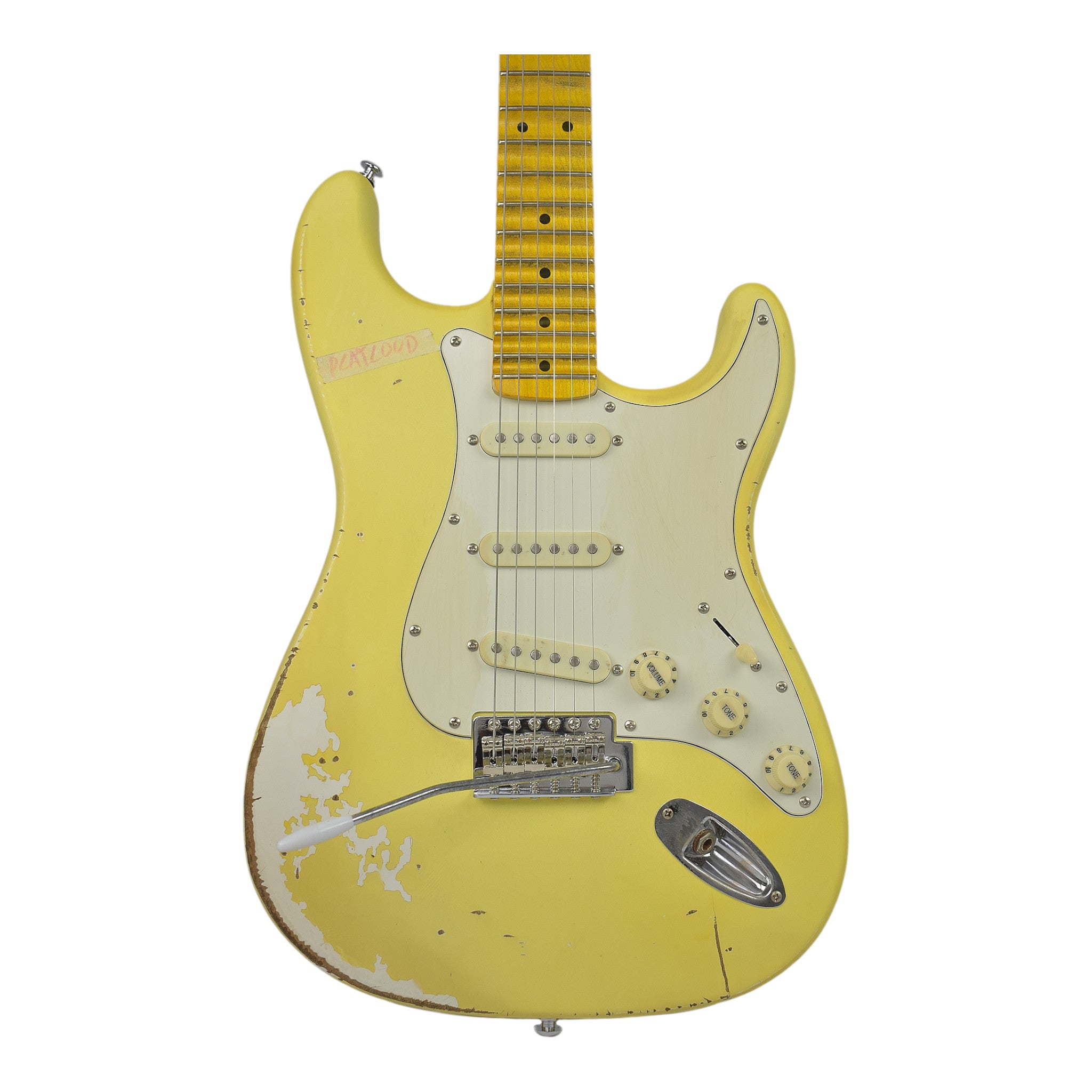 Haze HSVT Daffodil Yellow Relic Electric Guitar with Scalloped Fretboard