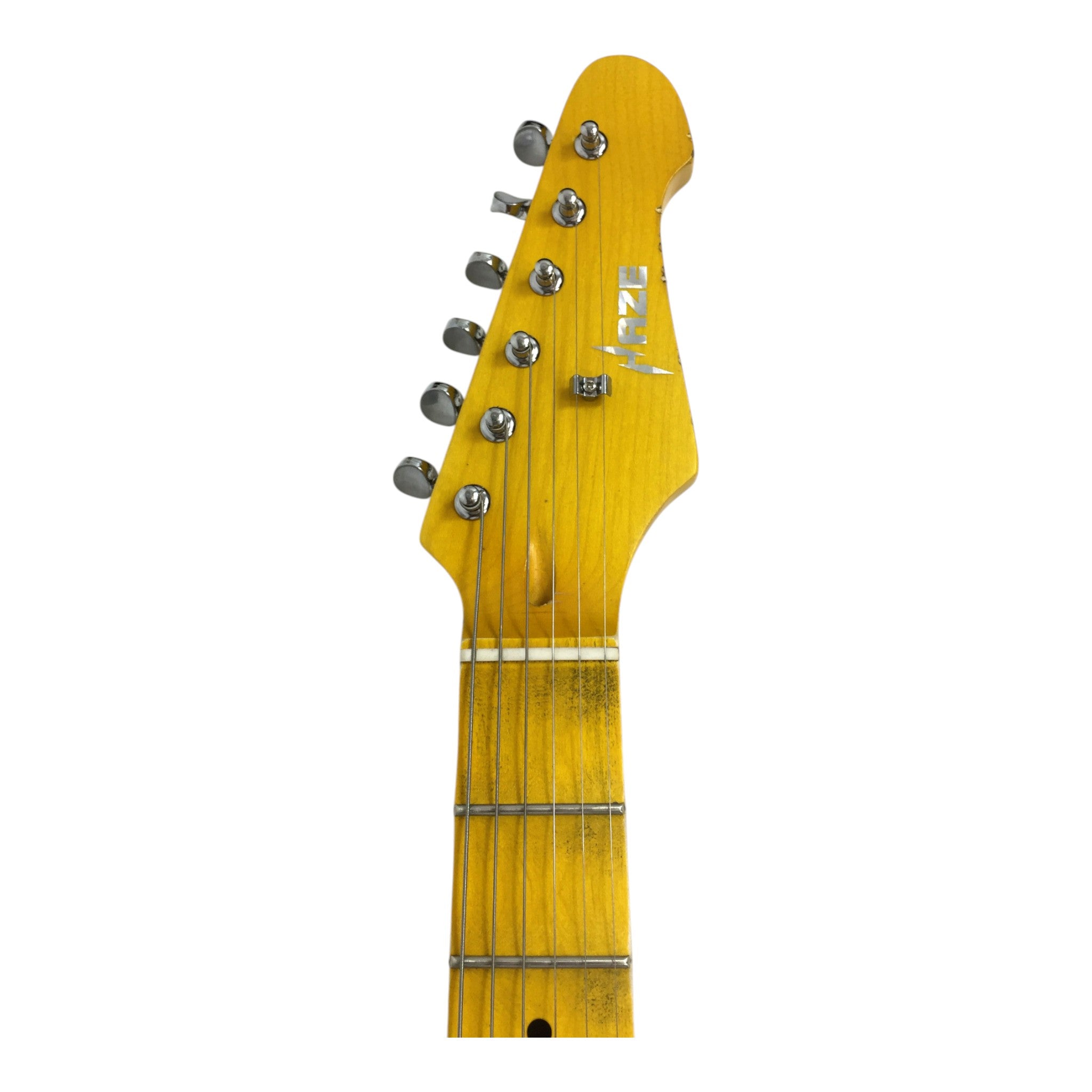 Haze HSVT Daffodil Yellow Relic Electric Guitar with Scalloped Fretboard