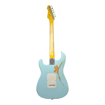 Haze HSVT Retro Blue Relic Electric Guitar with Whammy