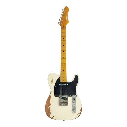 Haze HSVT White Relic Electric Guitar with Single Coils