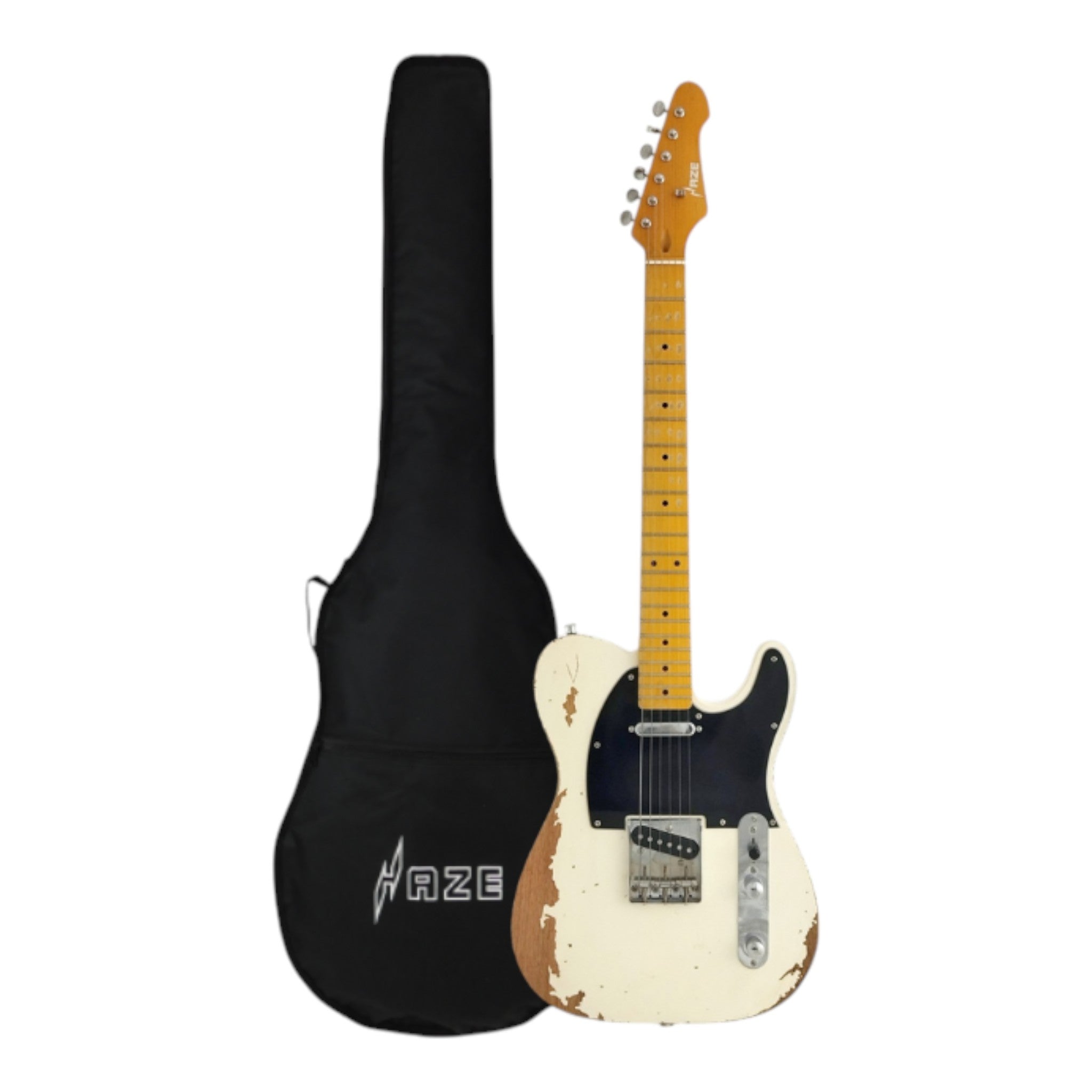 Haze HSVT White Relic Electric Guitar with Single Coils