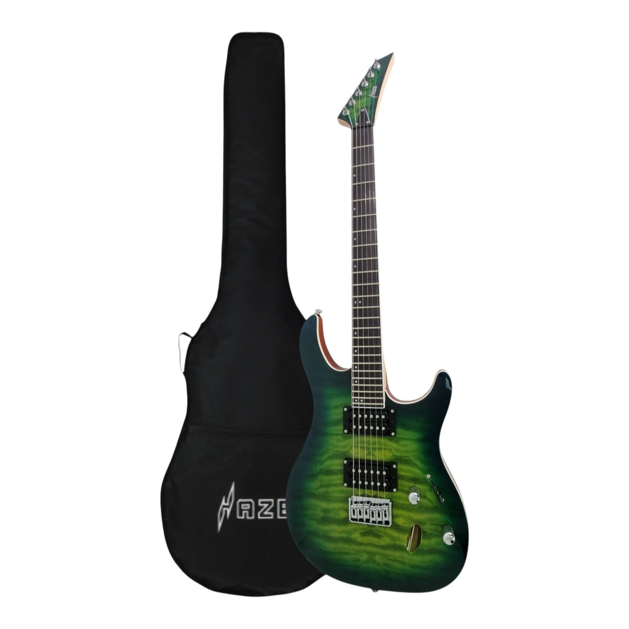 Haze PRESTIGE Quilted Green Electric Guitar with Dual Humbuckers