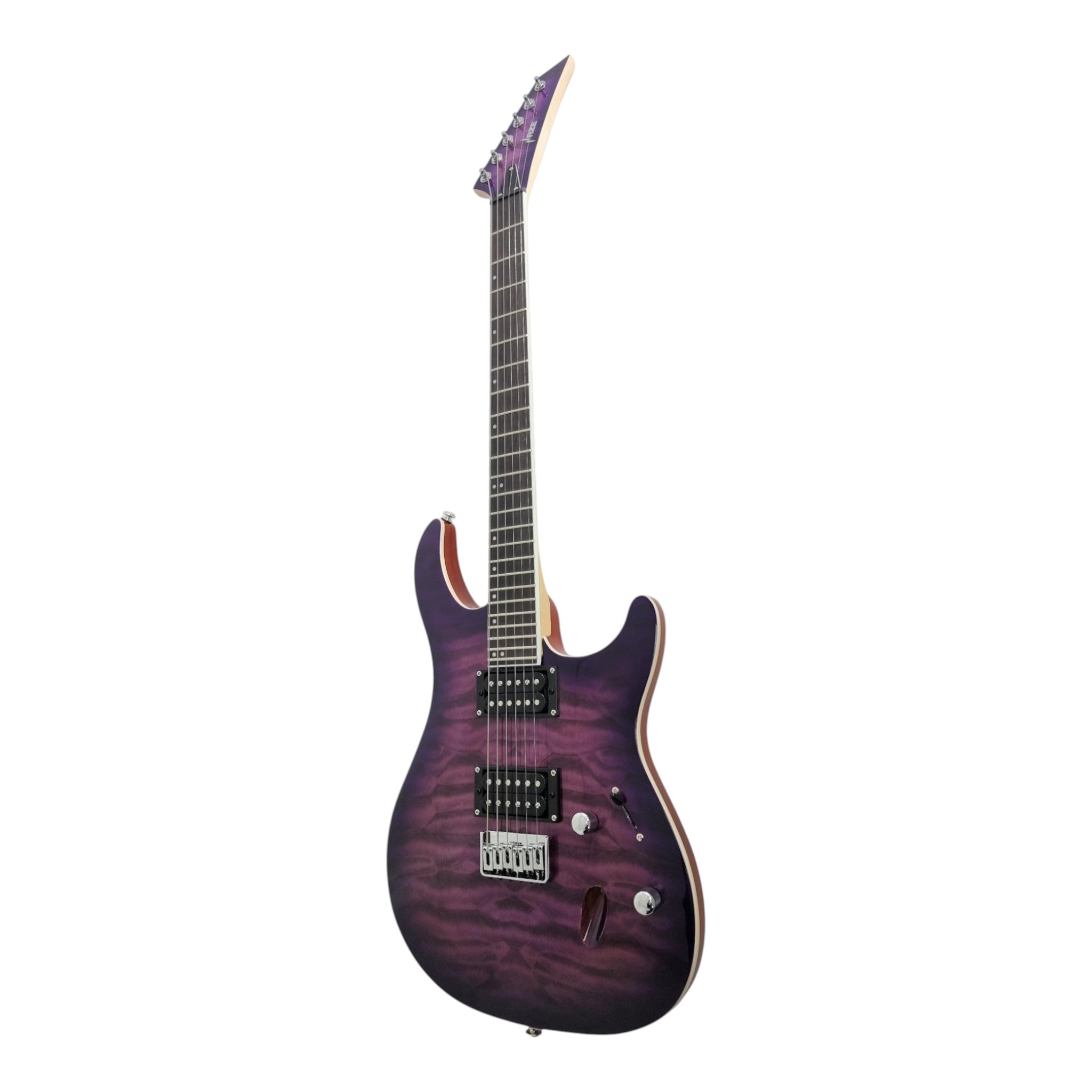Haze PRESTIGE Quilted Purple Electric Guitar with Dual Humbuckers