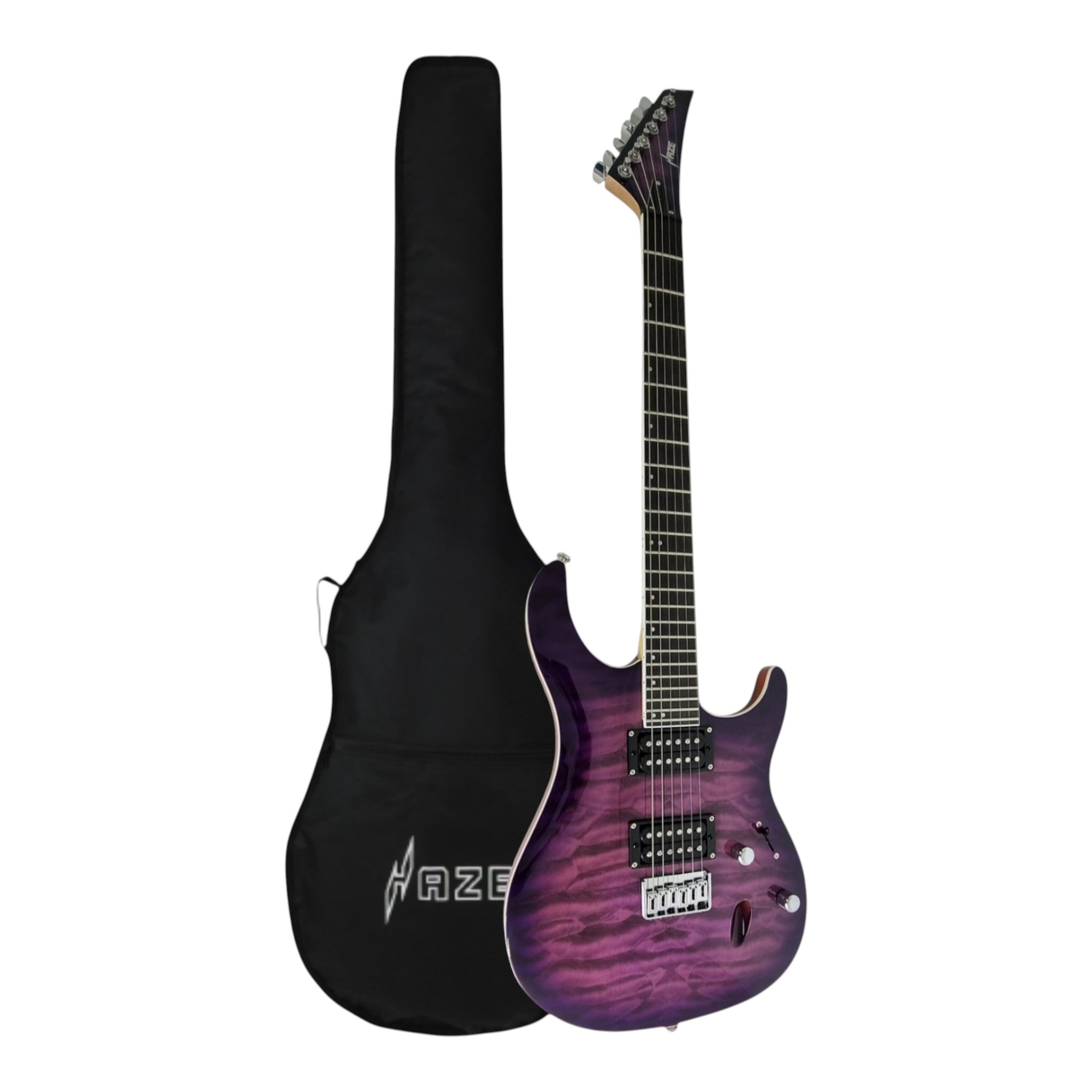 Haze PRESTIGE Quilted Purple Electric Guitar with Dual Humbuckers